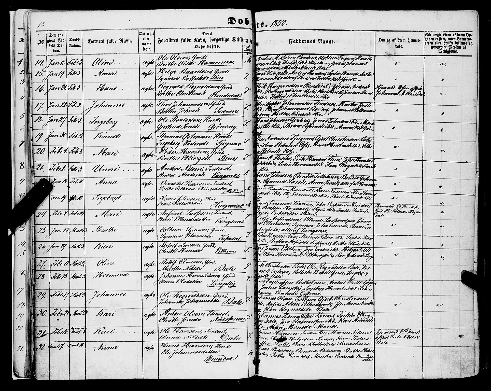 Balestrand sokneprestembete, AV/SAB-A-79601/H/Haa/Haaa/L0002: Ministerialbok nr. A 2, 1847-1866, s. 10