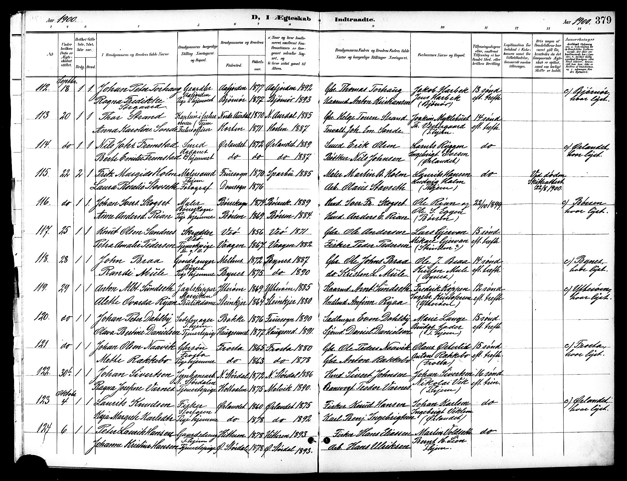 Ministerialprotokoller, klokkerbøker og fødselsregistre - Sør-Trøndelag, SAT/A-1456/601/L0094: Klokkerbok nr. 601C12, 1898-1911, s. 379