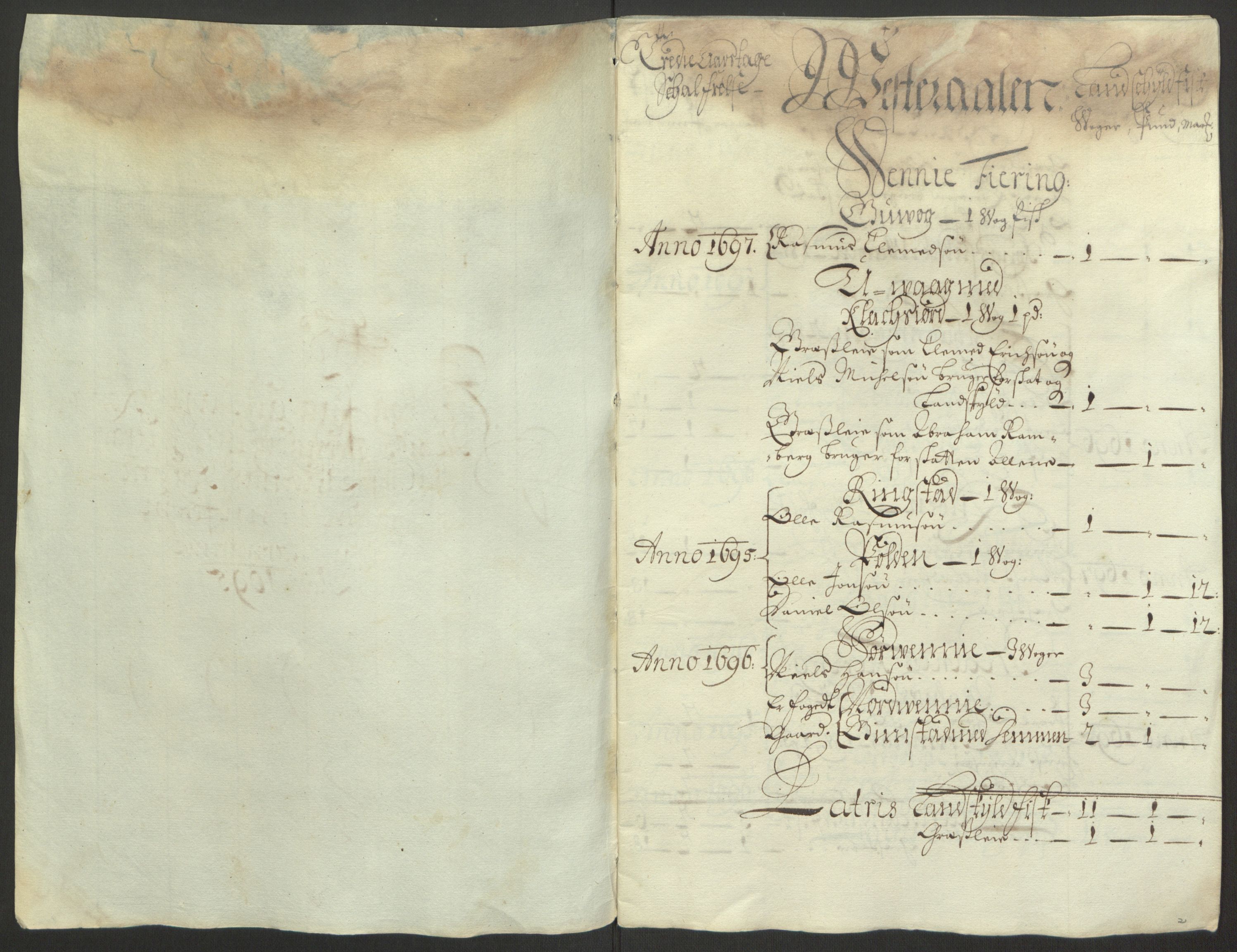 Rentekammeret inntil 1814, Reviderte regnskaper, Fogderegnskap, RA/EA-4092/R67/L4677: Fogderegnskap Vesterålen, Andenes og Lofoten, 1694-1695, s. 265