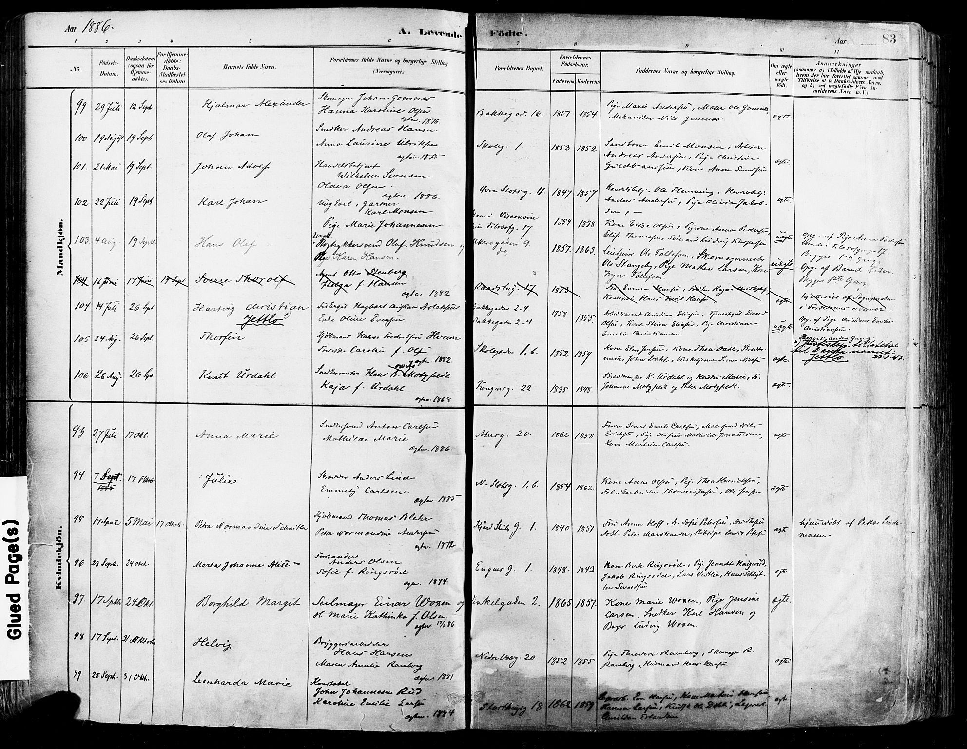 Johannes prestekontor Kirkebøker, AV/SAO-A-10852/F/Fa/L0003: Ministerialbok nr. 3, 1882-1896, s. 83