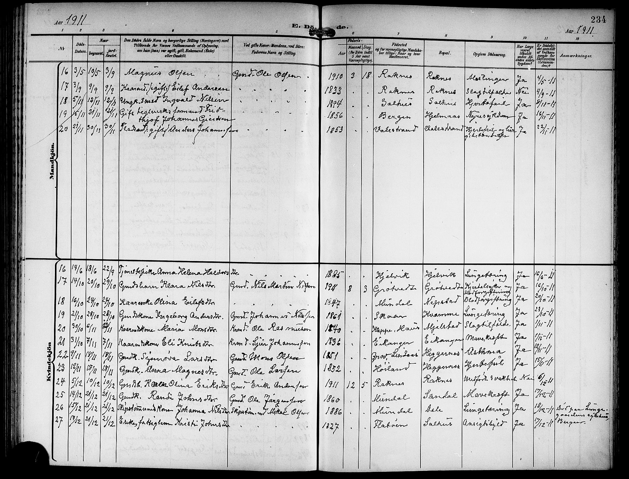 Hamre sokneprestembete, AV/SAB-A-75501/H/Ha/Hab: Klokkerbok nr. B 4, 1898-1919, s. 234