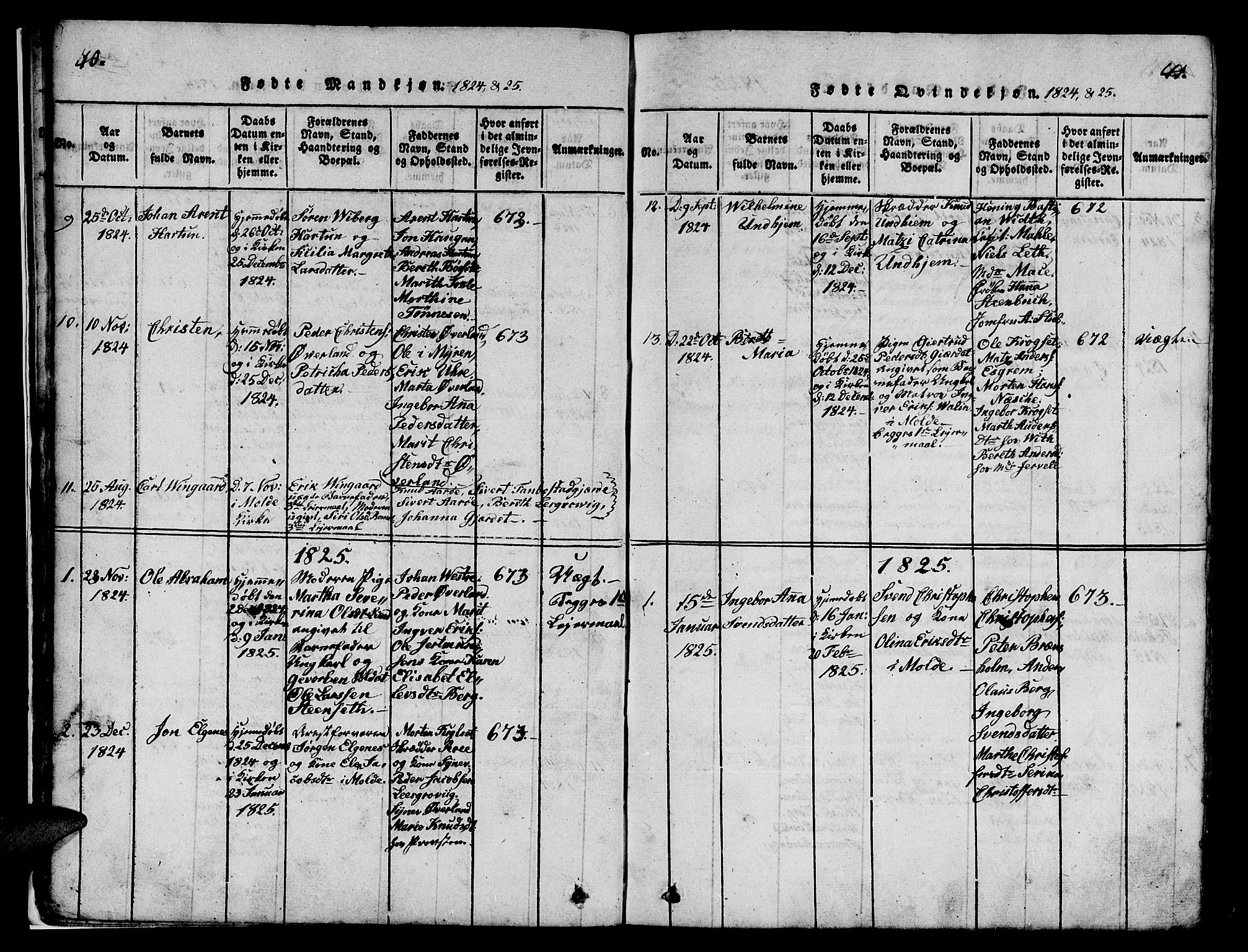 Ministerialprotokoller, klokkerbøker og fødselsregistre - Møre og Romsdal, AV/SAT-A-1454/558/L0700: Klokkerbok nr. 558C01, 1818-1868, s. 40-41