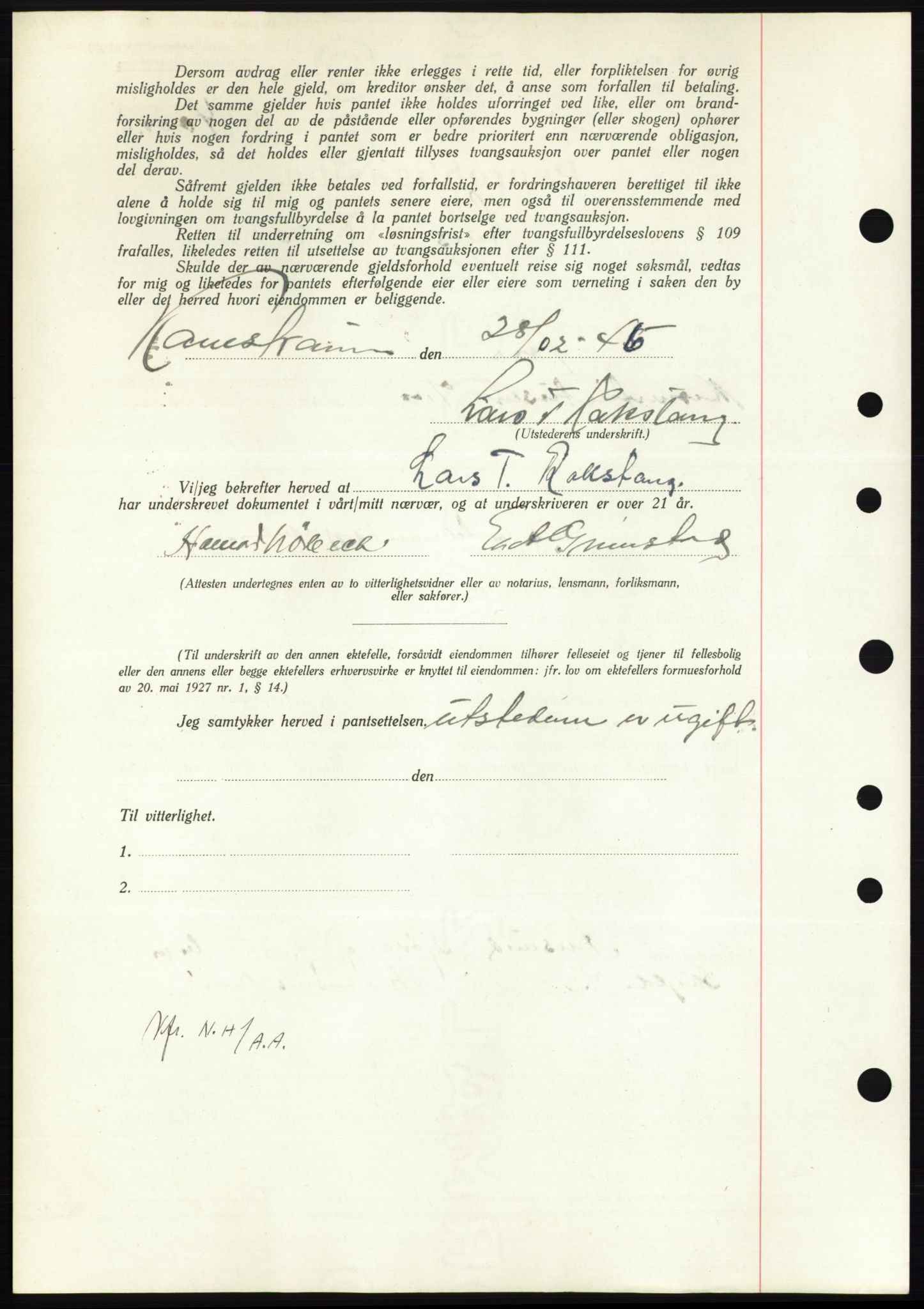 Nordmøre sorenskriveri, AV/SAT-A-4132/1/2/2Ca: Pantebok nr. B93b, 1946-1946, Dagboknr: 390/1946