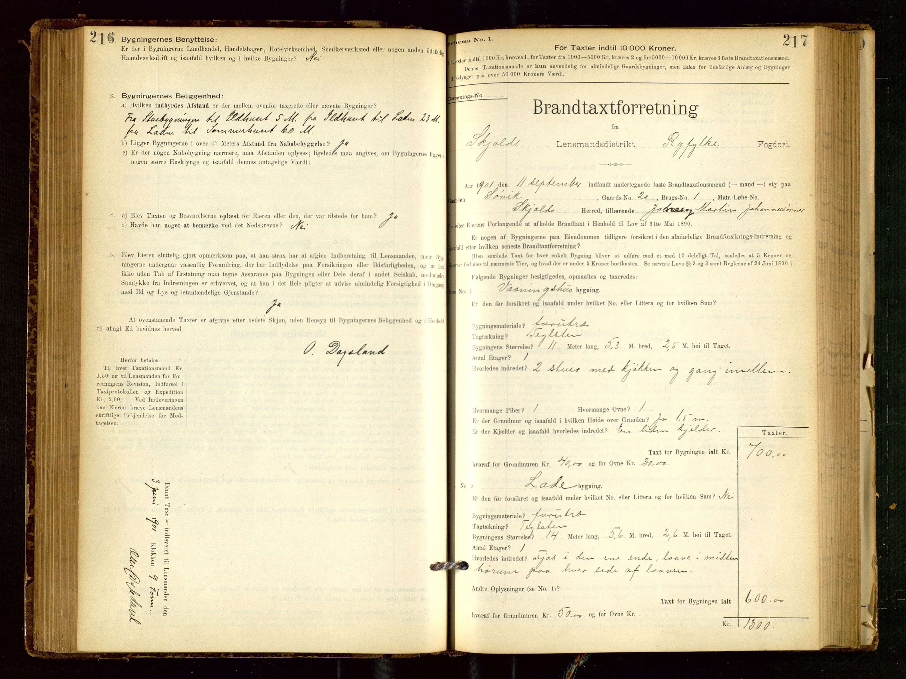 Skjold lensmannskontor, AV/SAST-A-100182/Gob/L0001: "Brandtaxationsprotokol for Skjold Lensmandsdistrikt Ryfylke Fogderi", 1894-1939, s. 216-217