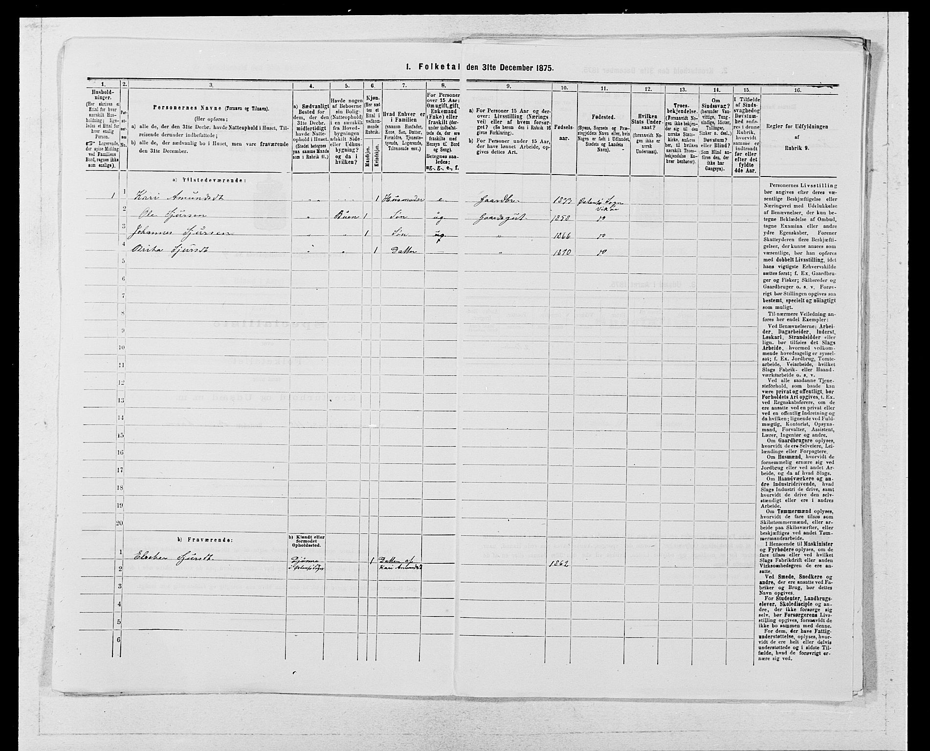 SAB, Folketelling 1875 for 1238P Vikør prestegjeld, 1875, s. 524