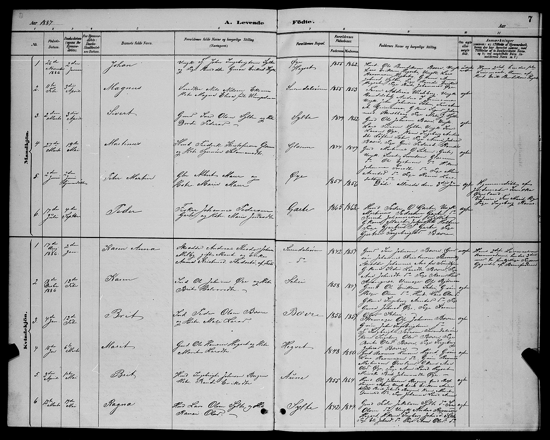 Ministerialprotokoller, klokkerbøker og fødselsregistre - Møre og Romsdal, AV/SAT-A-1454/595/L1052: Klokkerbok nr. 595C04, 1885-1900, s. 7