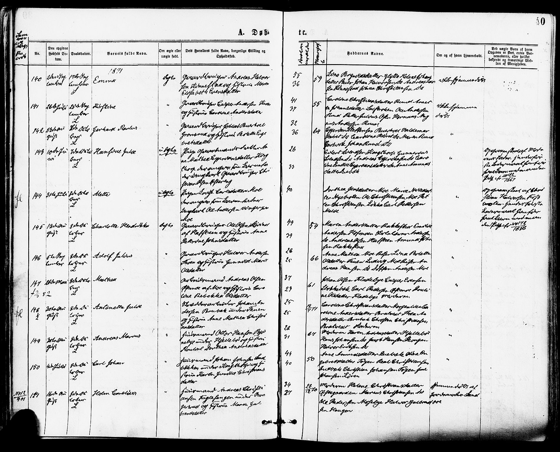 Høland prestekontor Kirkebøker, AV/SAO-A-10346a/F/Fa/L0012.a: Ministerialbok nr. I 12A, 1869-1879, s. 40