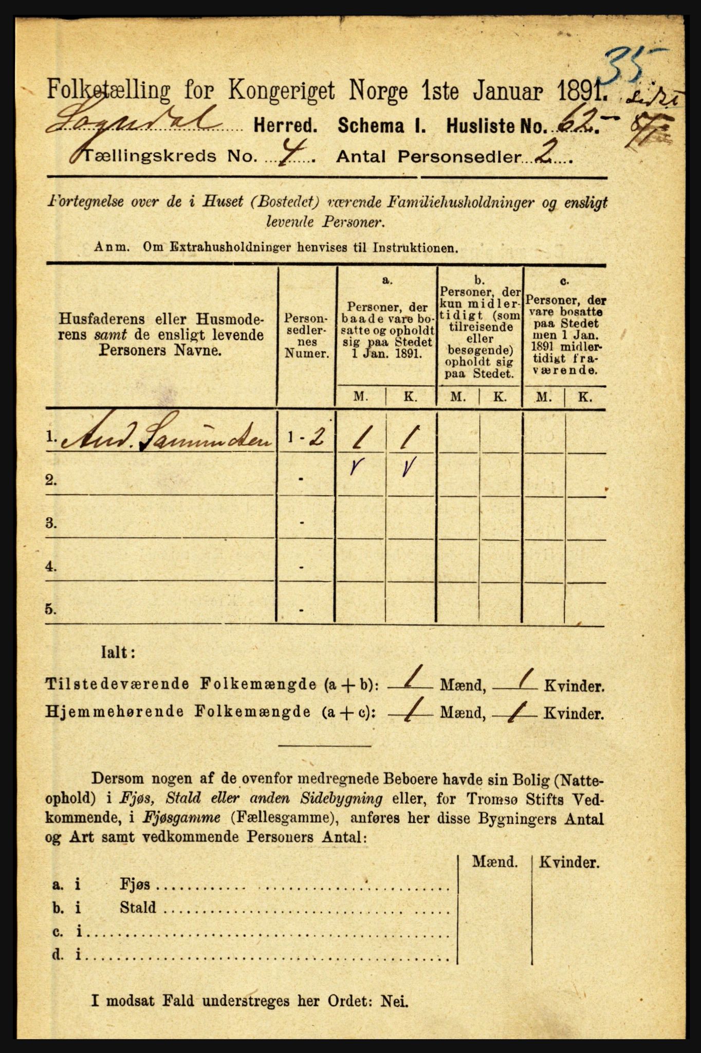 RA, Folketelling 1891 for 1420 Sogndal herred, 1891, s. 1893