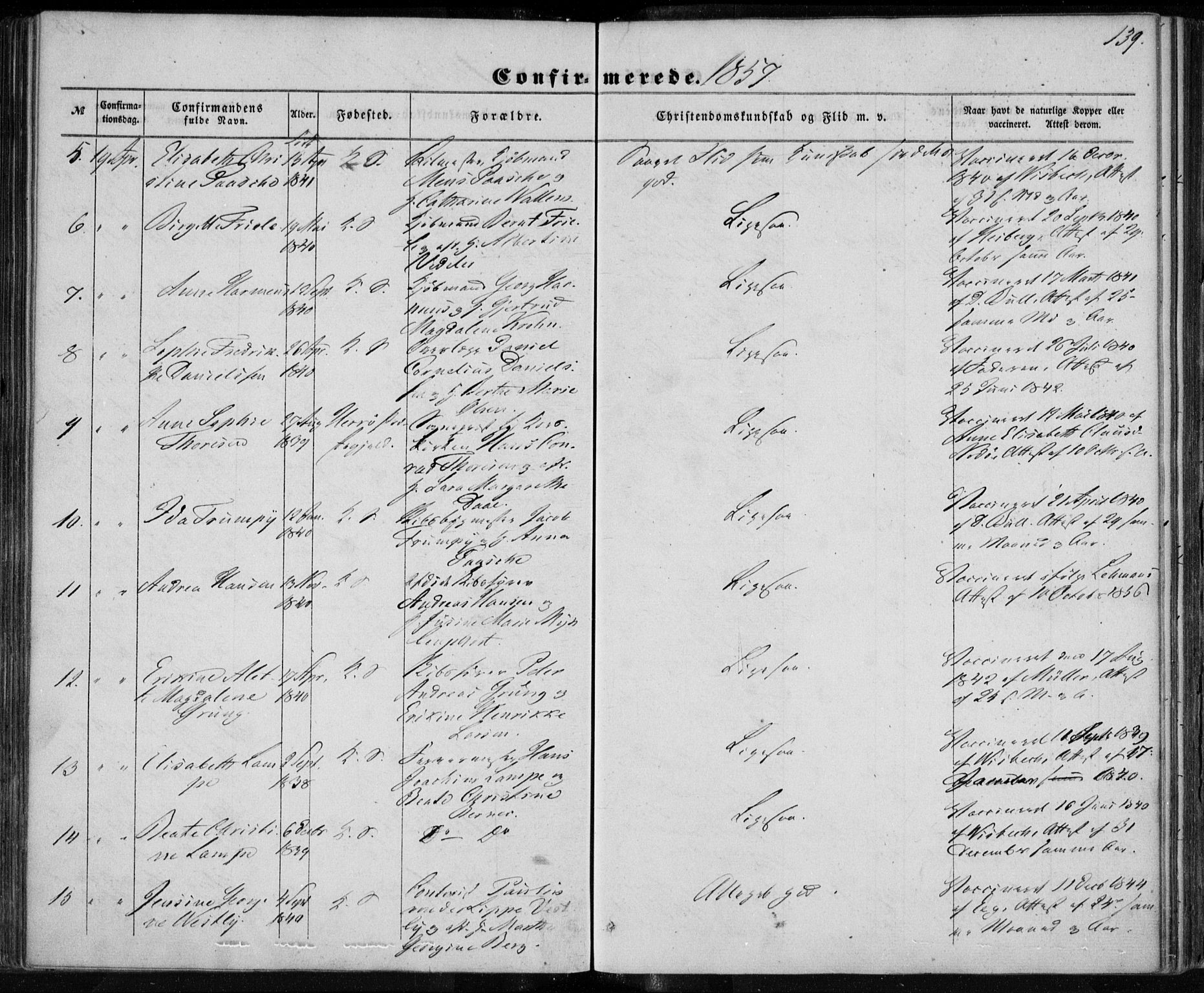 Korskirken sokneprestembete, SAB/A-76101/H/Haa/L0027: Ministerialbok nr. C 3, 1854-1868, s. 139