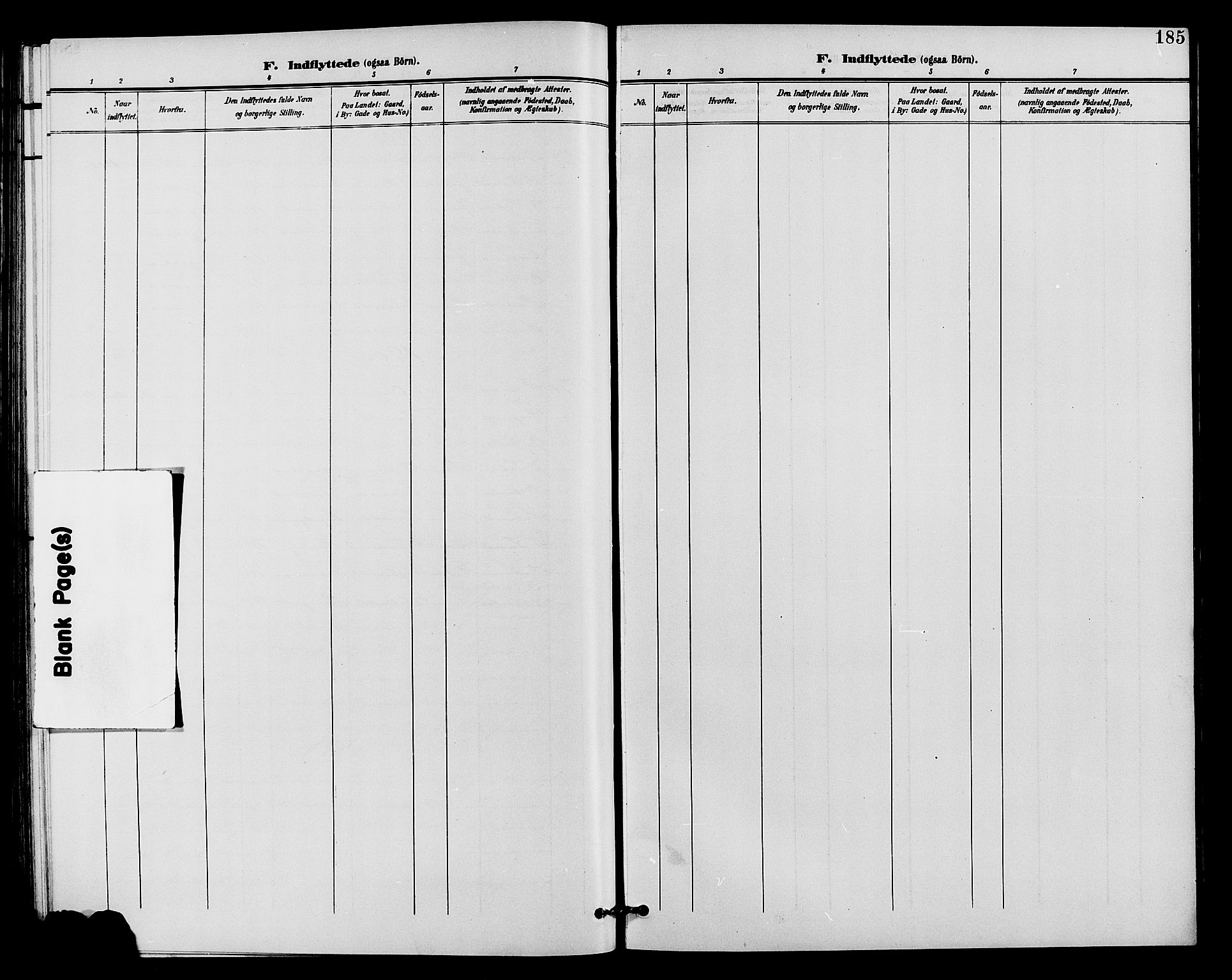 Vardal prestekontor, SAH/PREST-100/H/Ha/Hab/L0011: Klokkerbok nr. 11, 1899-1913, s. 185