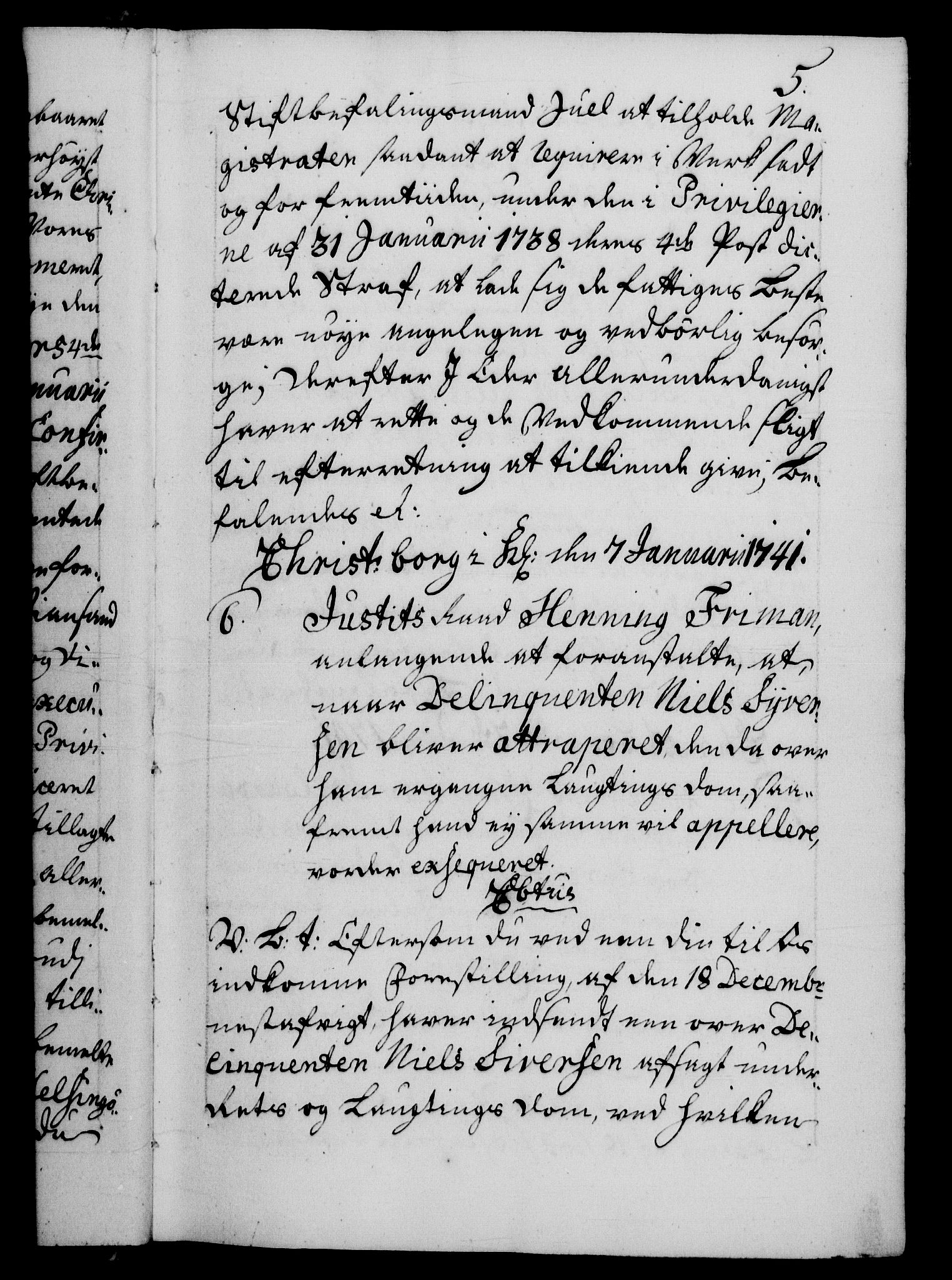 Danske Kanselli 1572-1799, AV/RA-EA-3023/F/Fc/Fca/Fcab/L0029: Norske tegnelser, 1741-1743, s. 5a