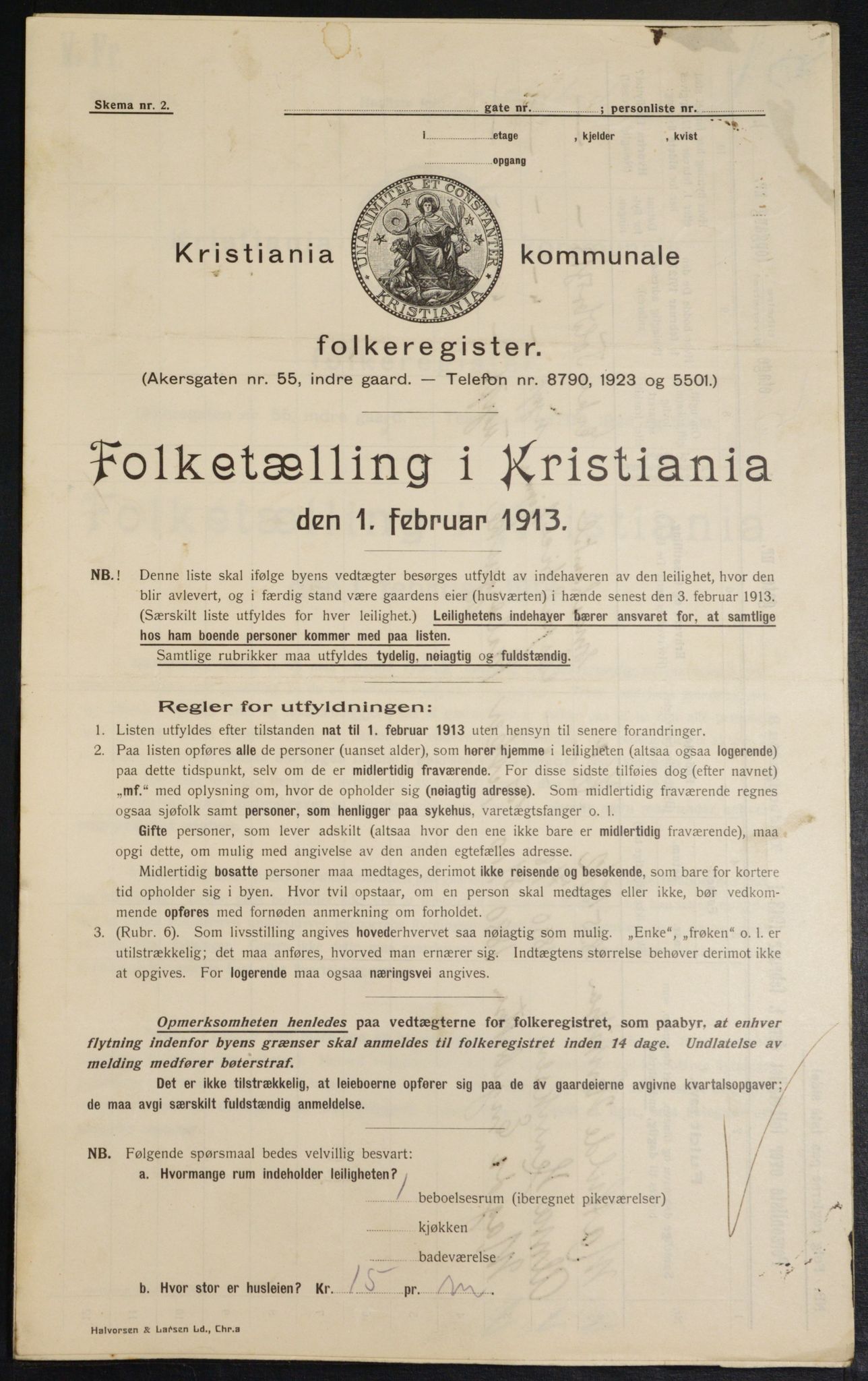 OBA, Kommunal folketelling 1.2.1913 for Kristiania, 1913, s. 113120