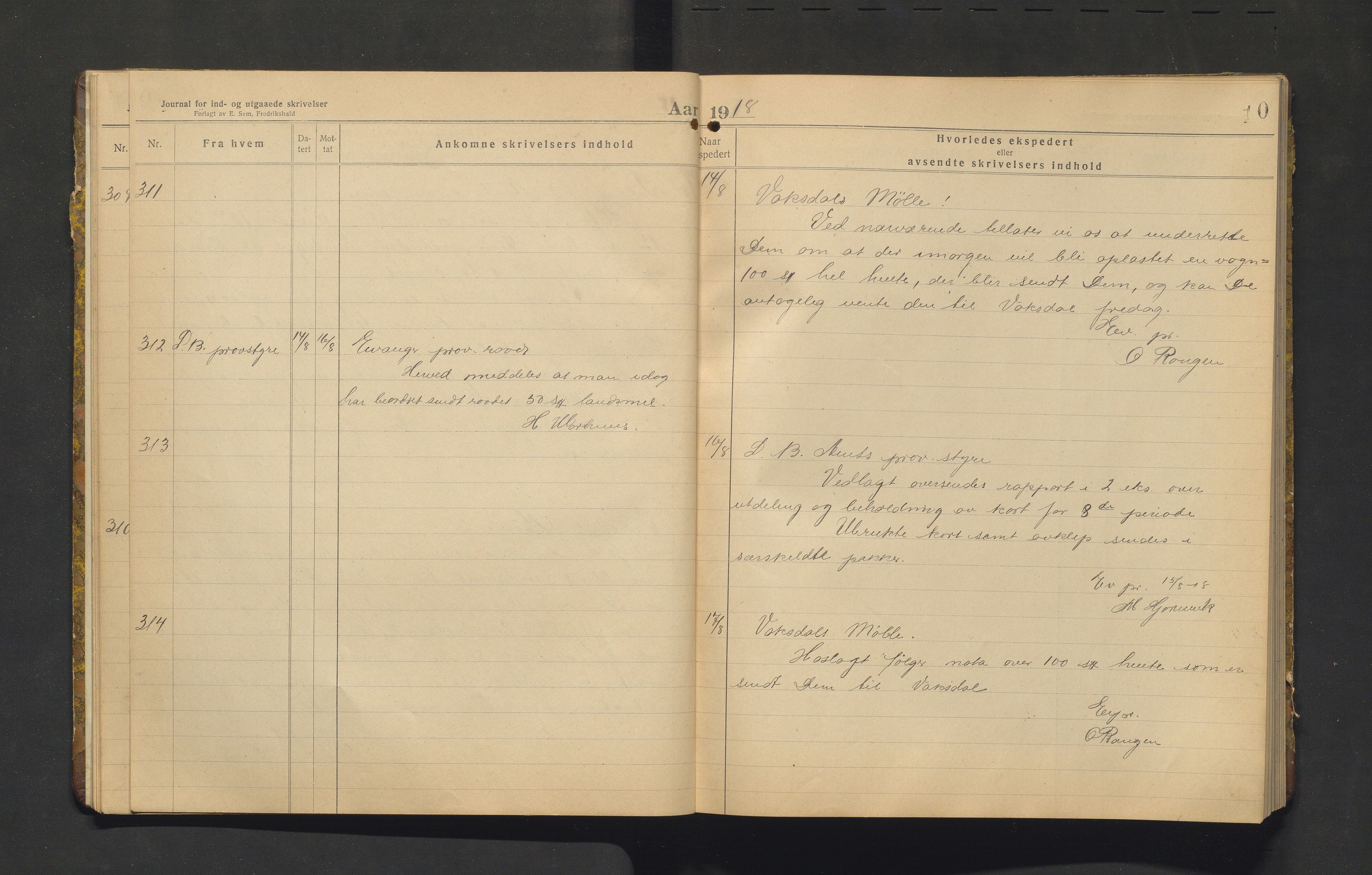 Evanger kommune. Provianteringsrådet , IKAH/1237-840/C/Ca/L0002: Brevjournal for Evanger provianteringsråd, 1918-1919