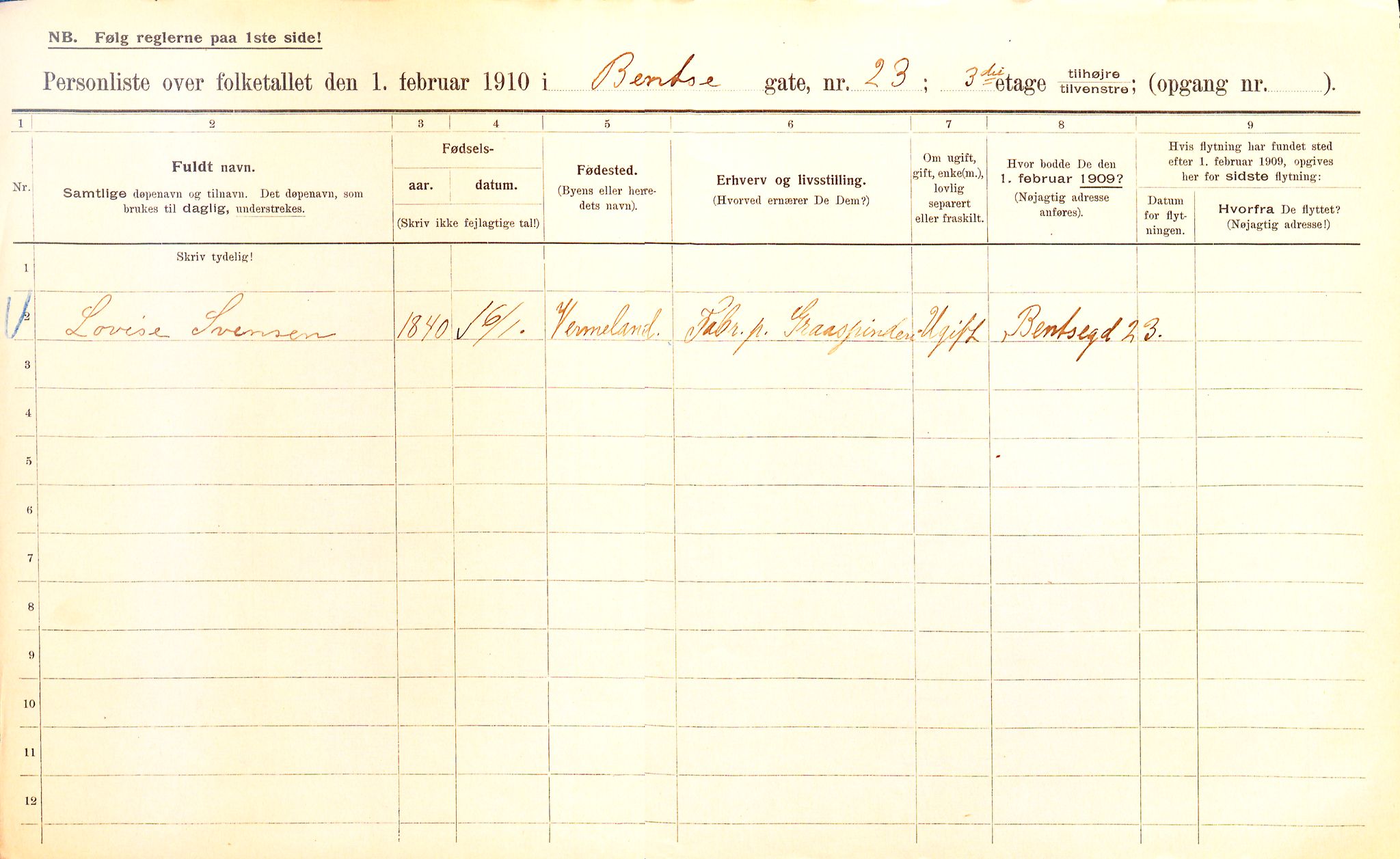 OBA, Kommunal folketelling 1.2.1910 for Kristiania, 1910, s. 3543