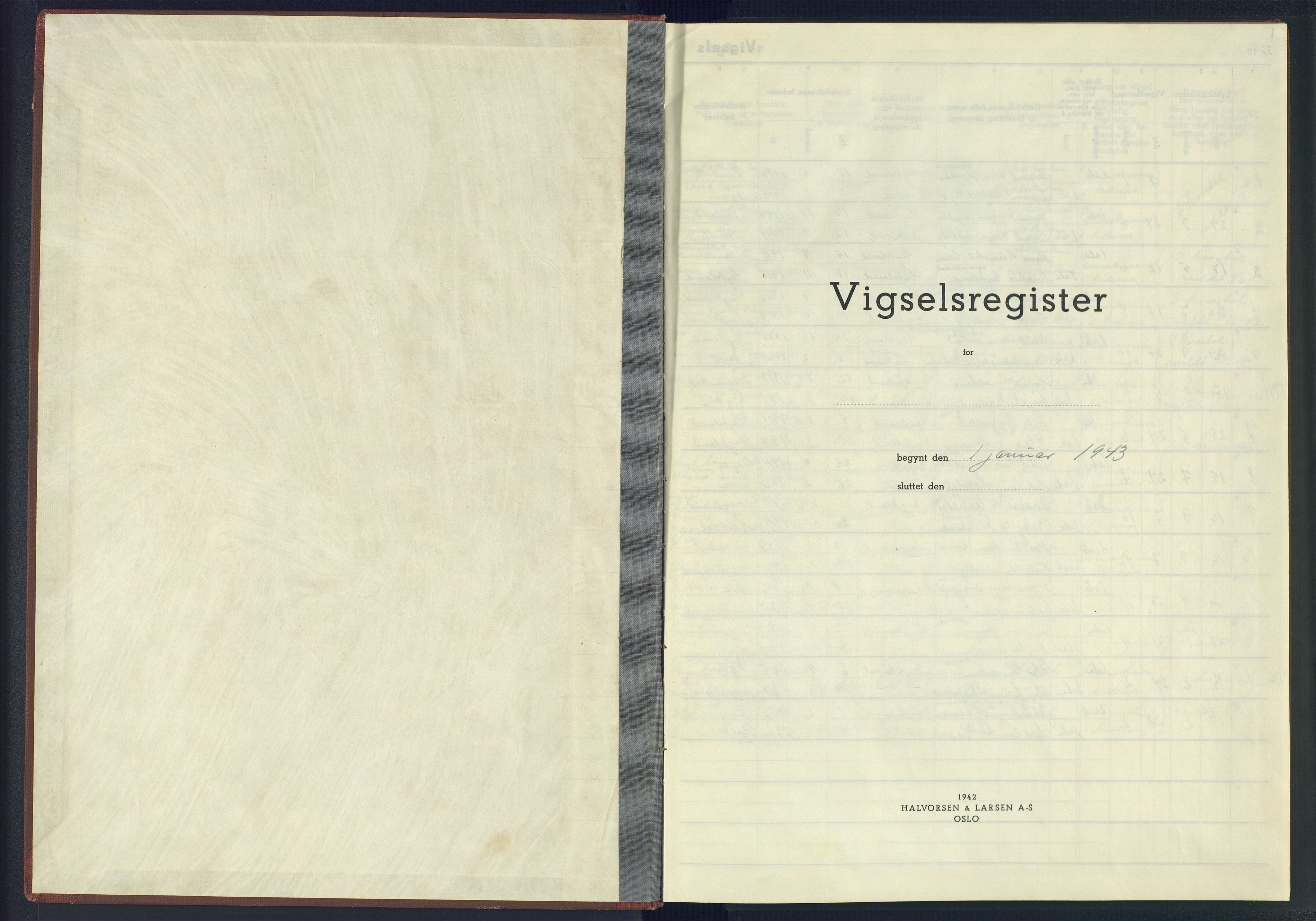 Herefoss sokneprestkontor, SAK/1111-0019/J/Jb/L0005: Vigselsregister nr. II.6.5, 1943-1945