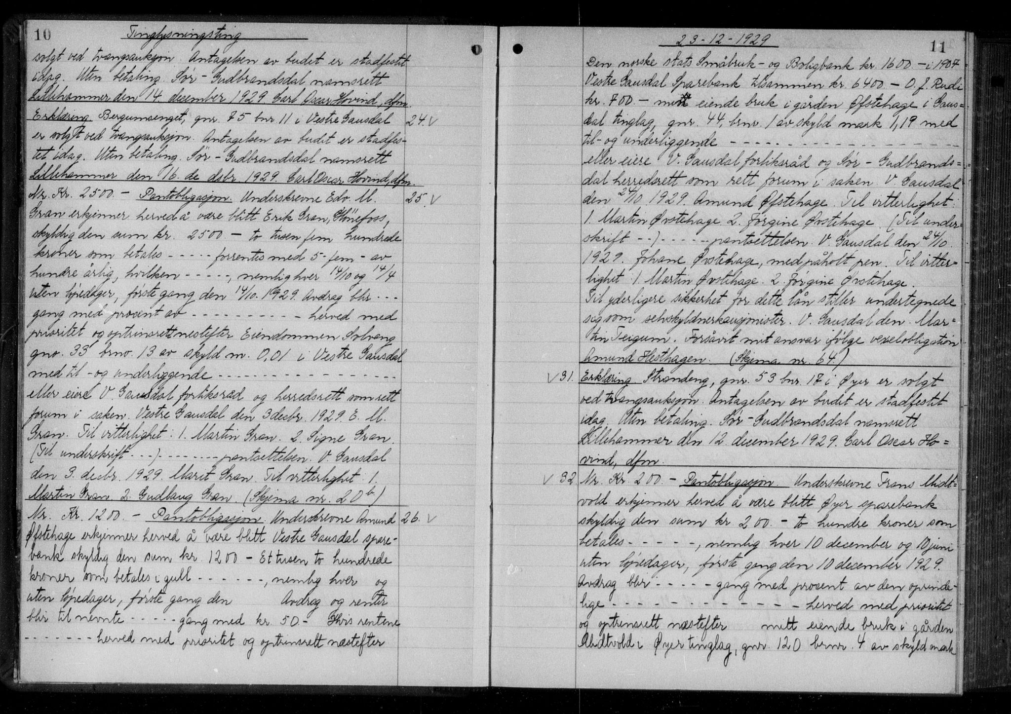 Sør-Gudbrandsdal tingrett, AV/SAH-TING-004/H/Hb/Hbb/L0020: Pantebok nr. II 20, 1929-1932, s. 10-11