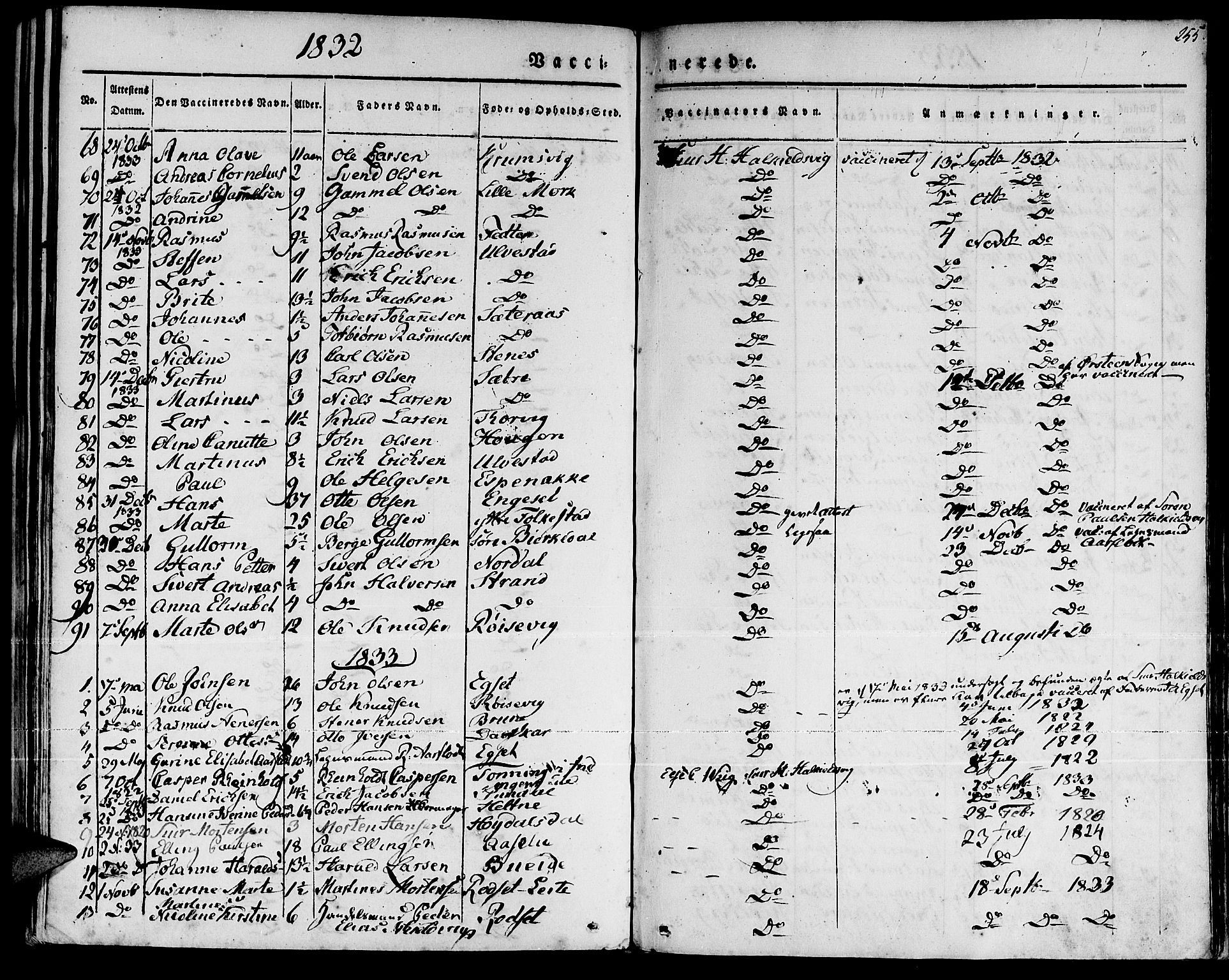 Ministerialprotokoller, klokkerbøker og fødselsregistre - Møre og Romsdal, SAT/A-1454/511/L0139: Ministerialbok nr. 511A06, 1831-1850, s. 255