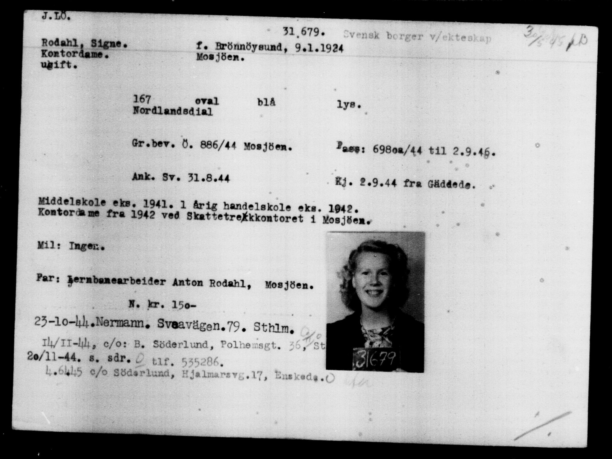 Den Kgl. Norske Legasjons Flyktningskontor, AV/RA-S-6753/V/Va/L0013: Kjesäterkartoteket.  Flyktningenr. 31500-34731, 1940-1945, s. 194