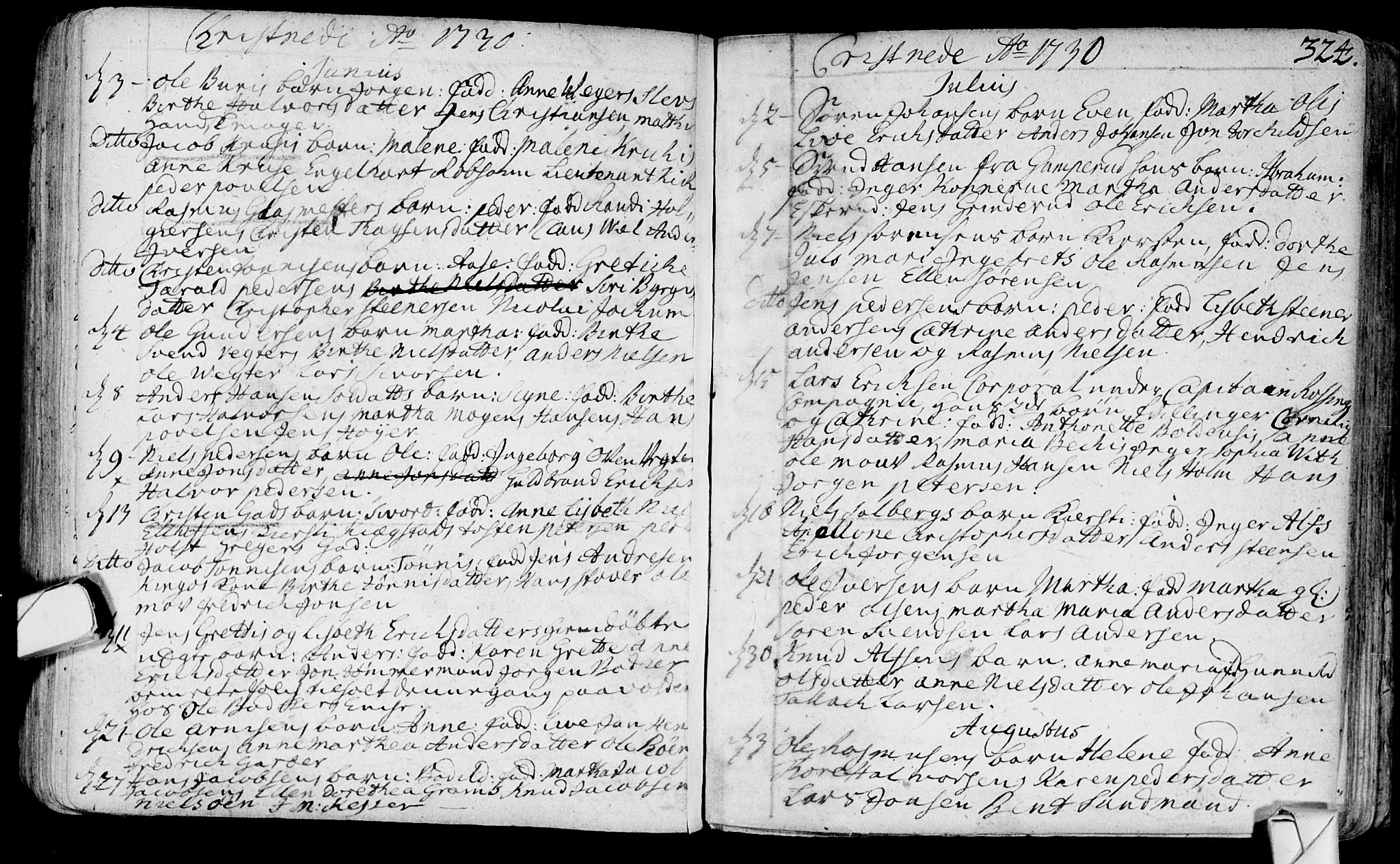 Bragernes kirkebøker, SAKO/A-6/F/Fa/L0003: Ministerialbok nr. I 3, 1706-1734, s. 324