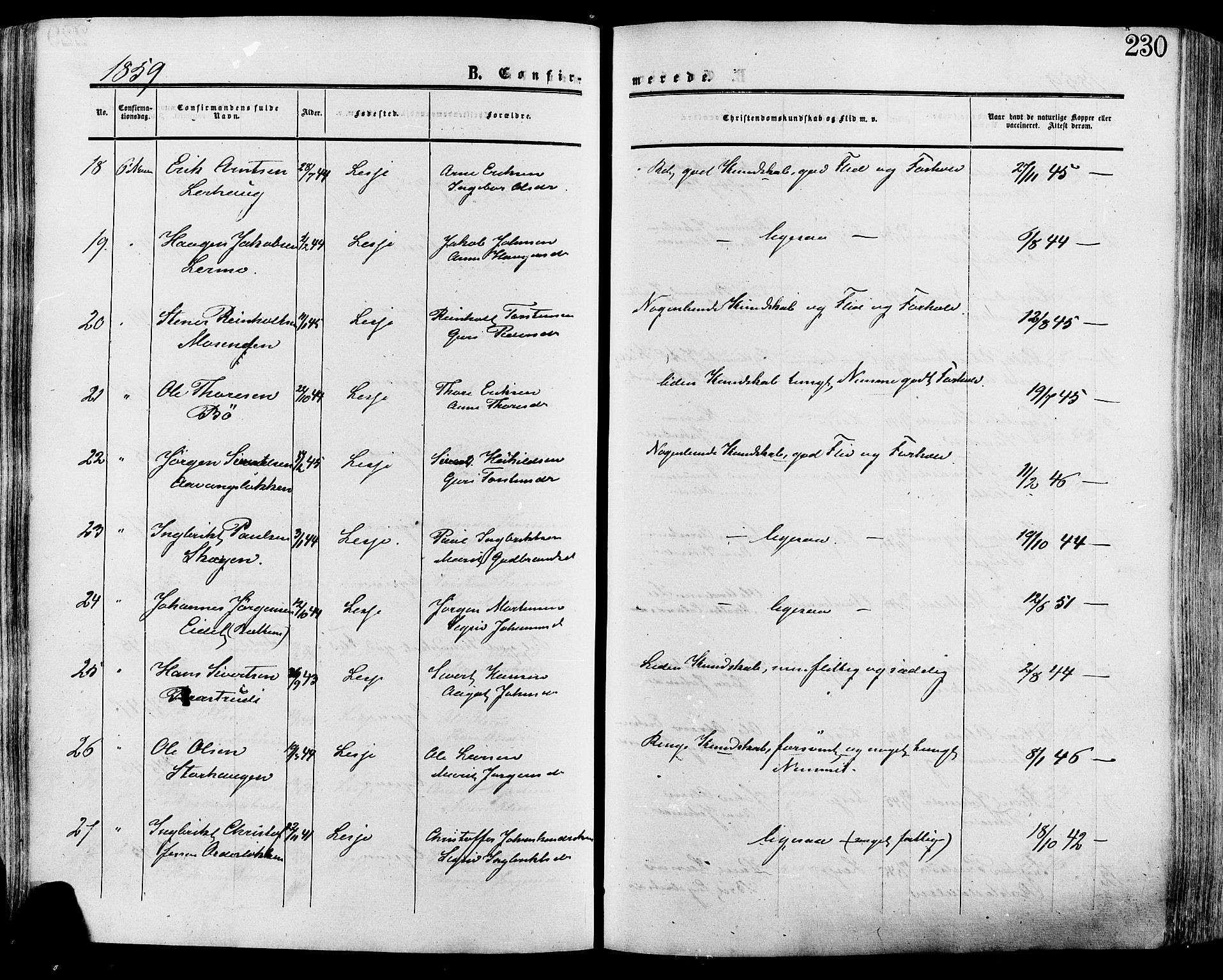 Lesja prestekontor, AV/SAH-PREST-068/H/Ha/Haa/L0008: Ministerialbok nr. 8, 1854-1880, s. 230