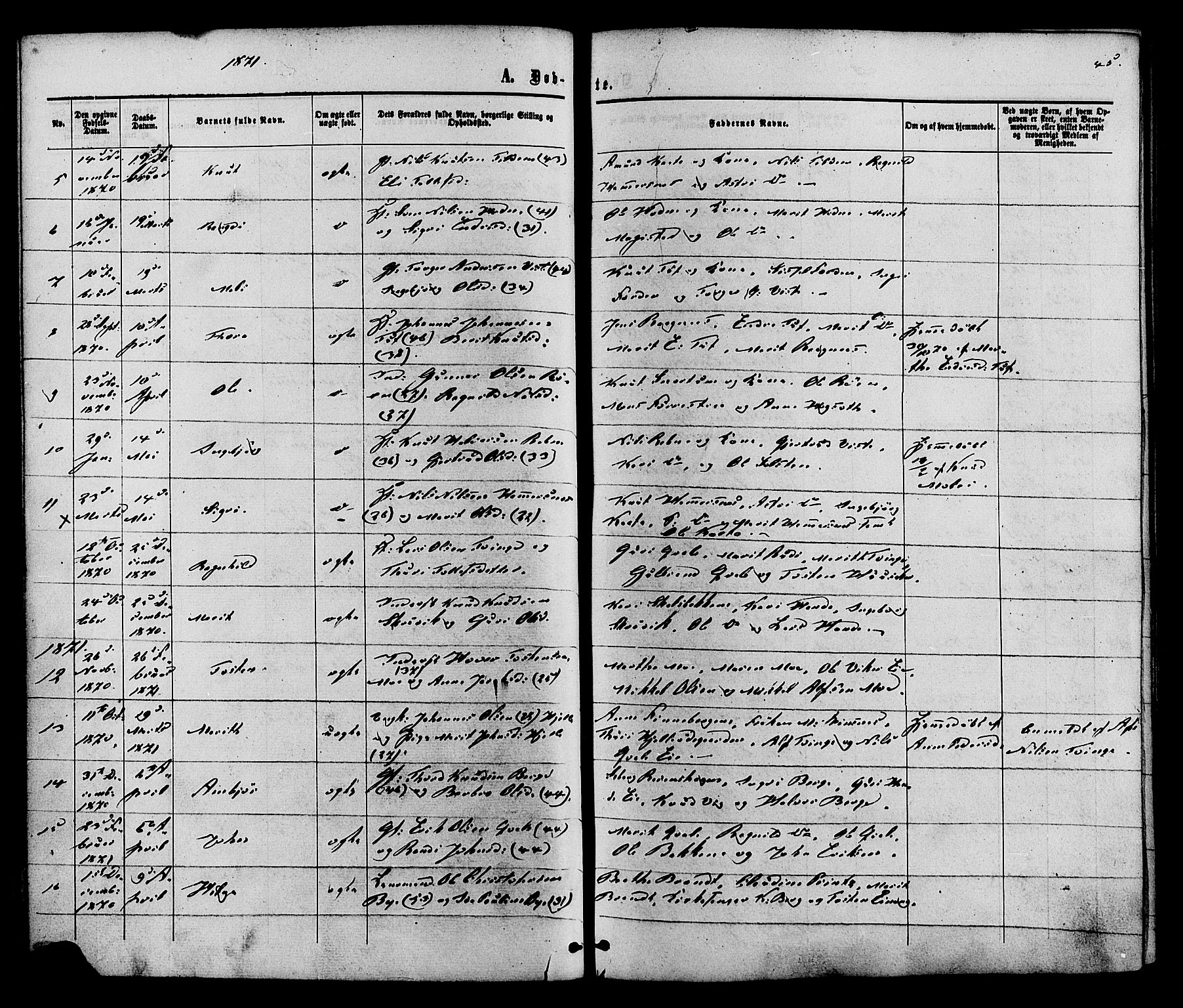 Vestre Slidre prestekontor, AV/SAH-PREST-136/H/Ha/Haa/L0003: Ministerialbok nr. 3, 1865-1880, s. 45