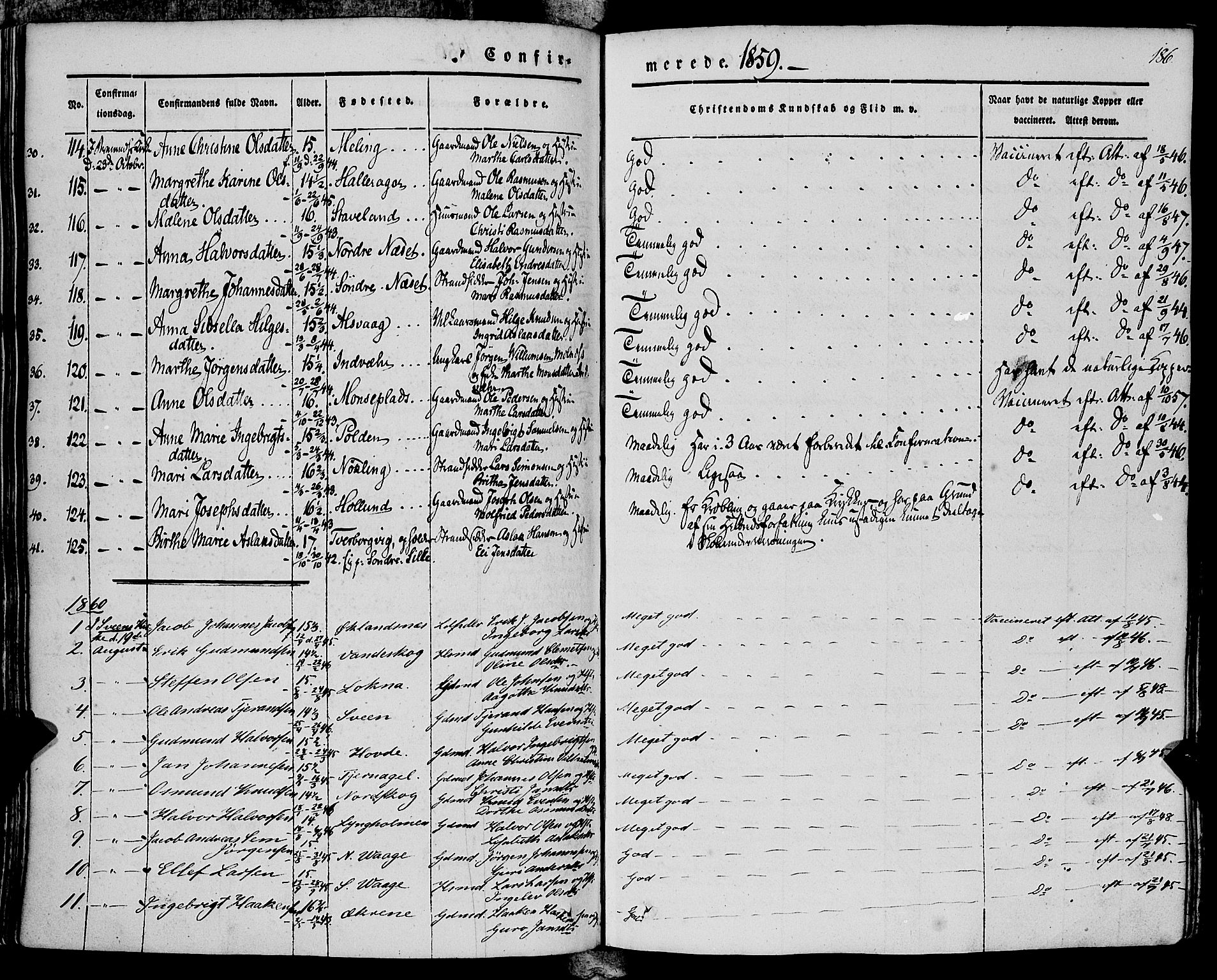 Finnås sokneprestembete, AV/SAB-A-99925/H/Ha/Haa/Haaa/L0007: Ministerialbok nr. A 7, 1850-1862, s. 186