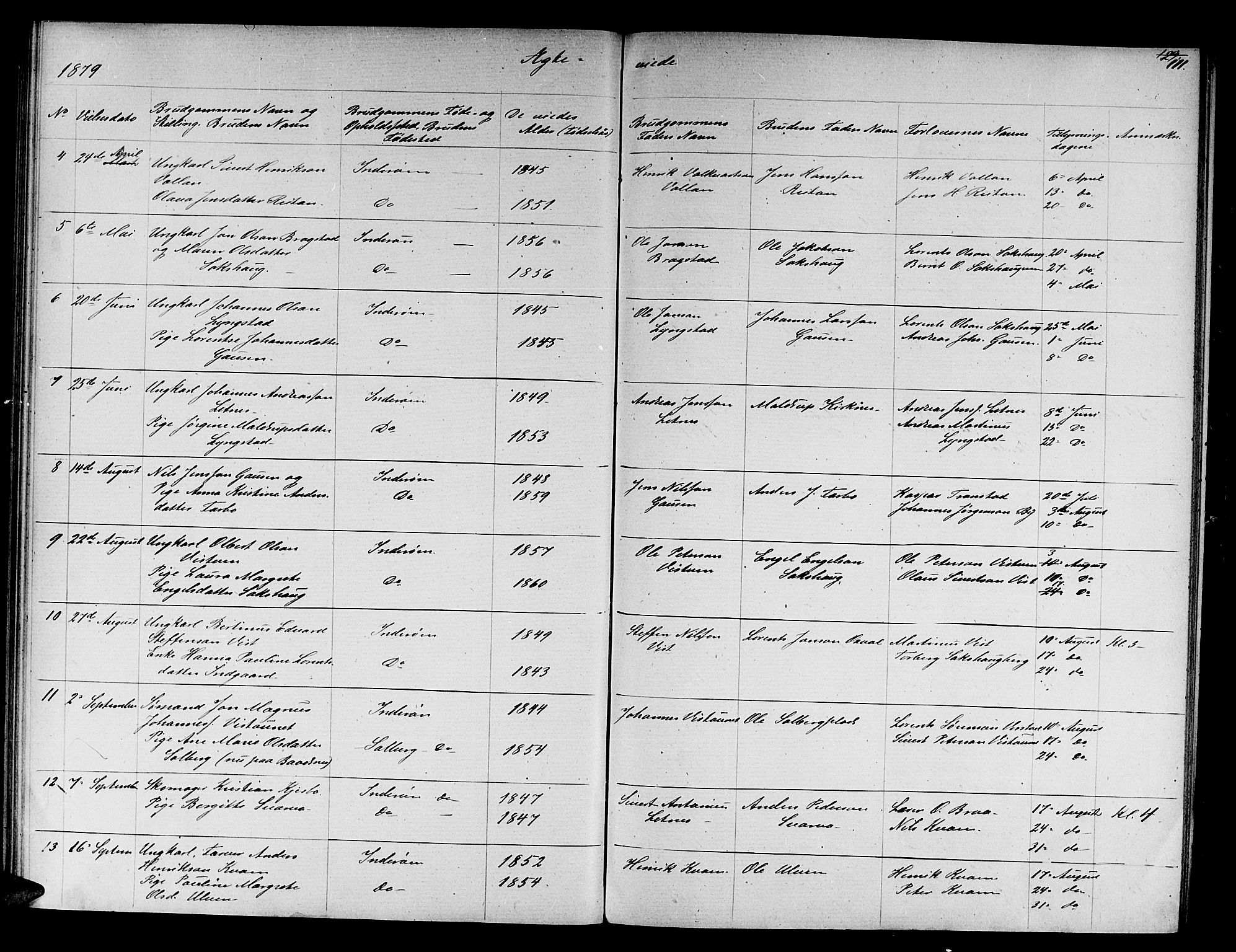 Ministerialprotokoller, klokkerbøker og fødselsregistre - Nord-Trøndelag, SAT/A-1458/730/L0300: Klokkerbok nr. 730C03, 1872-1879, s. 111