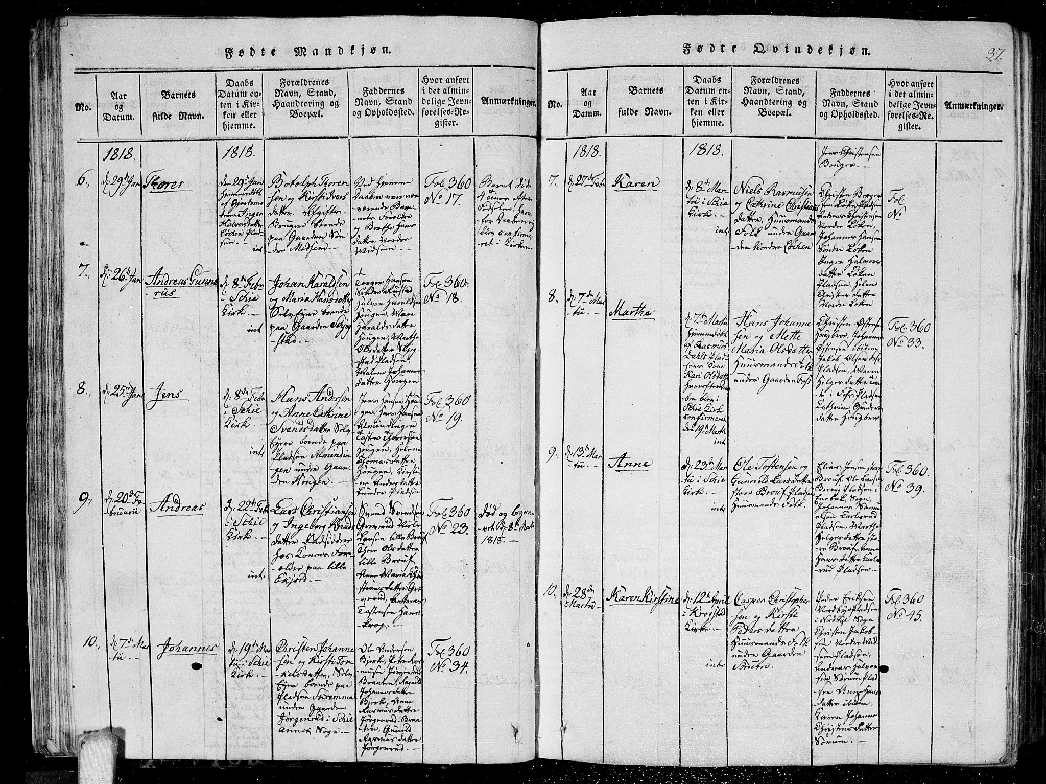 Kråkstad prestekontor Kirkebøker, AV/SAO-A-10125a/G/Ga/L0001: Klokkerbok nr. I 1, 1813-1824, s. 37