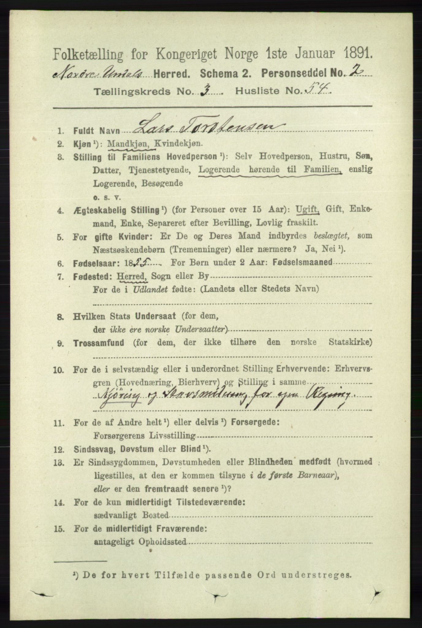 RA, Folketelling 1891 for 1028 Nord-Audnedal herred, 1891, s. 1010