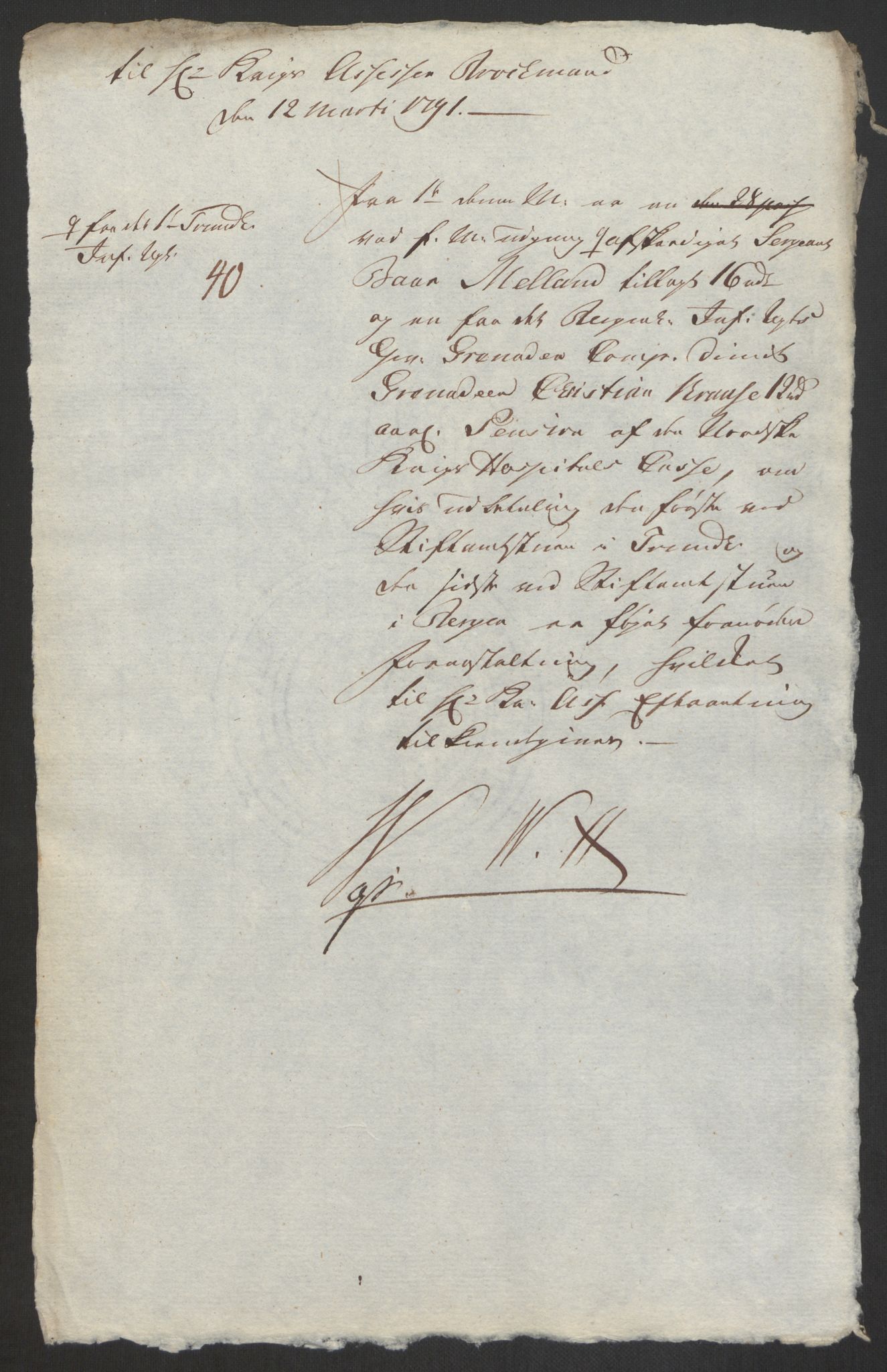 Forsvaret, Den norske kvesthuskasse/krigshospitalkasse, AV/RA-RAFA-1887/F/Fa/L0008: Konsepter, 1790-1793, s. 421