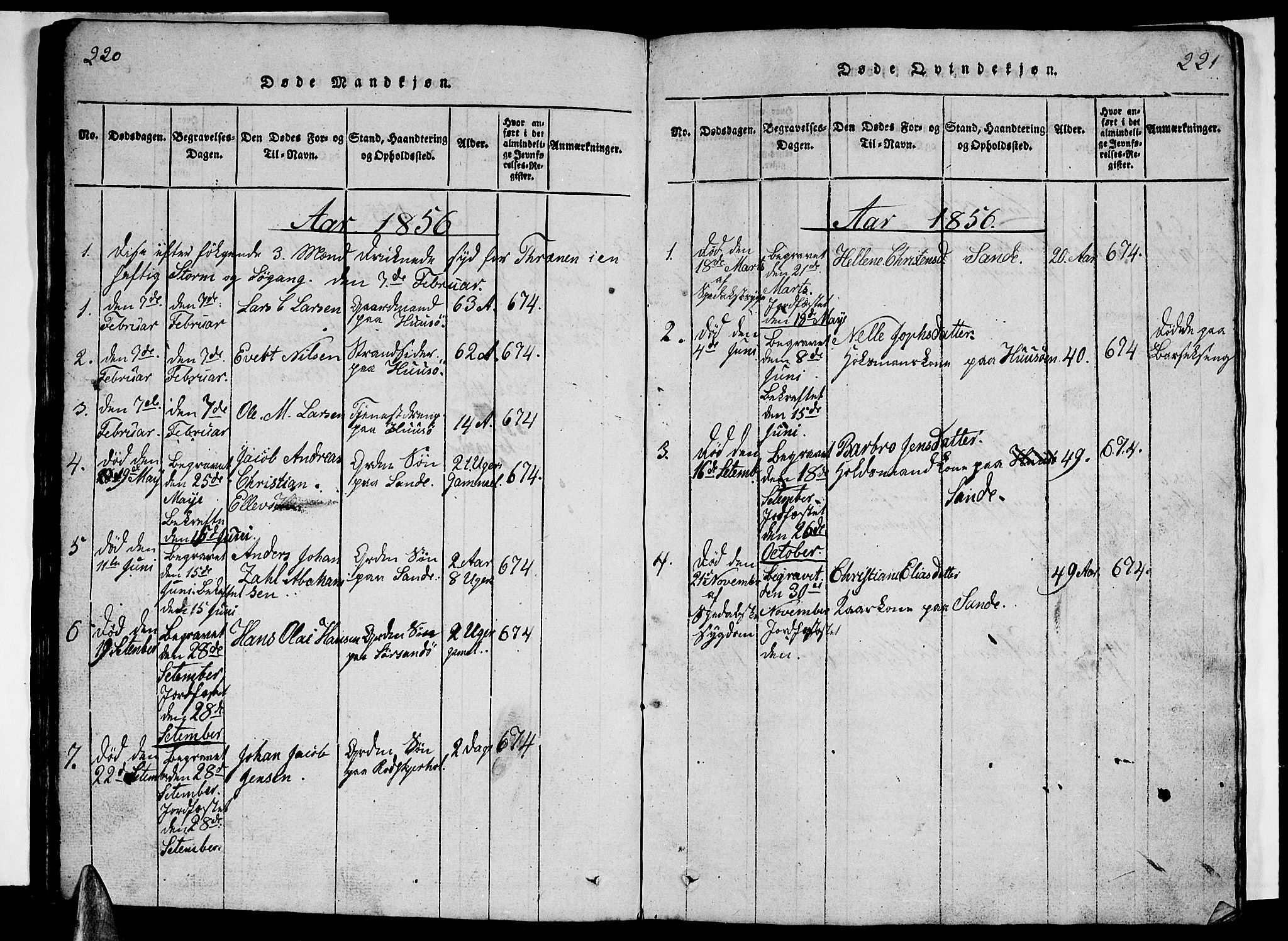 Ministerialprotokoller, klokkerbøker og fødselsregistre - Nordland, AV/SAT-A-1459/840/L0581: Klokkerbok nr. 840C01, 1820-1873, s. 220-221