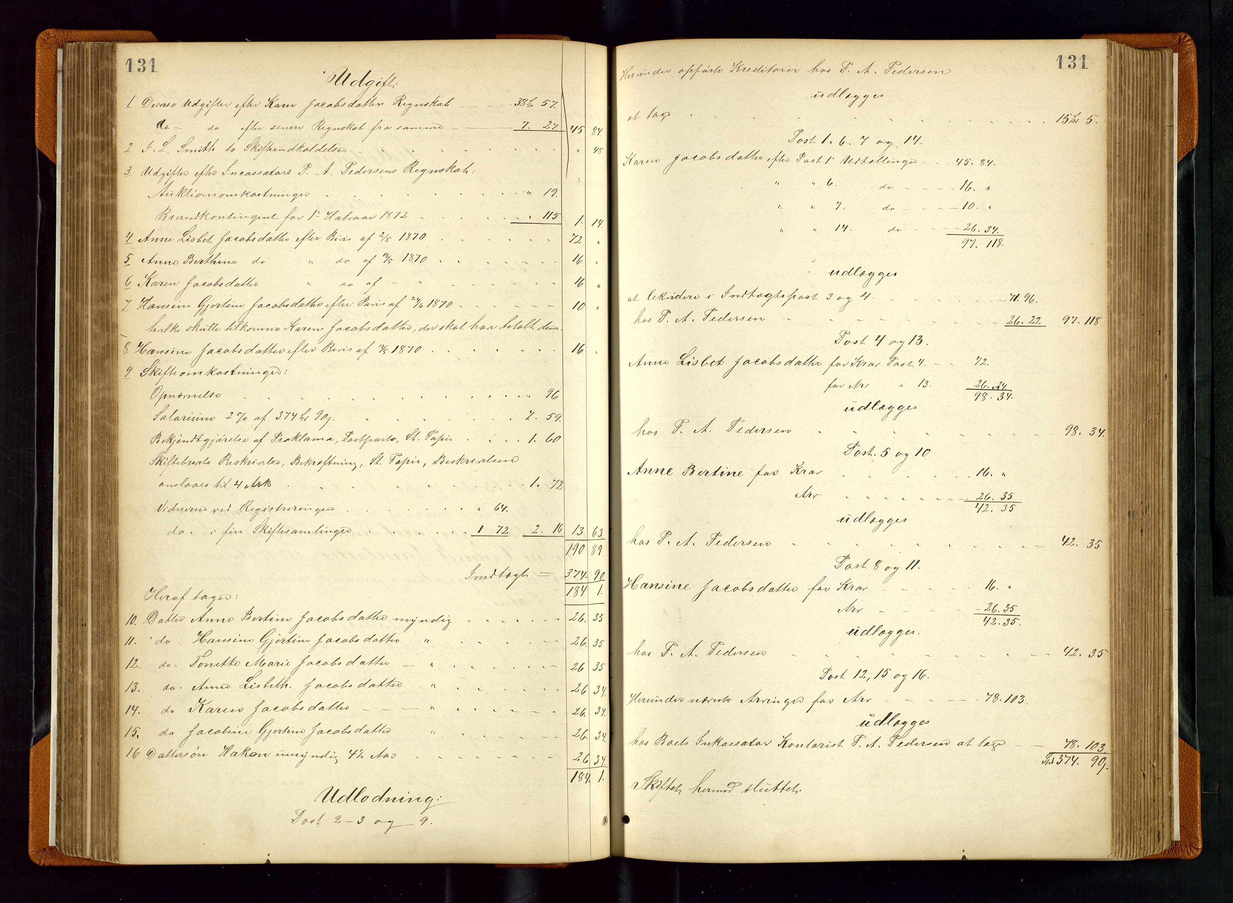 Stavanger byfogd, AV/SAST-A-101408/001/5/50/503BD/L0002: Skifteutlodningsprotokoll, 1871-1878, s. 131