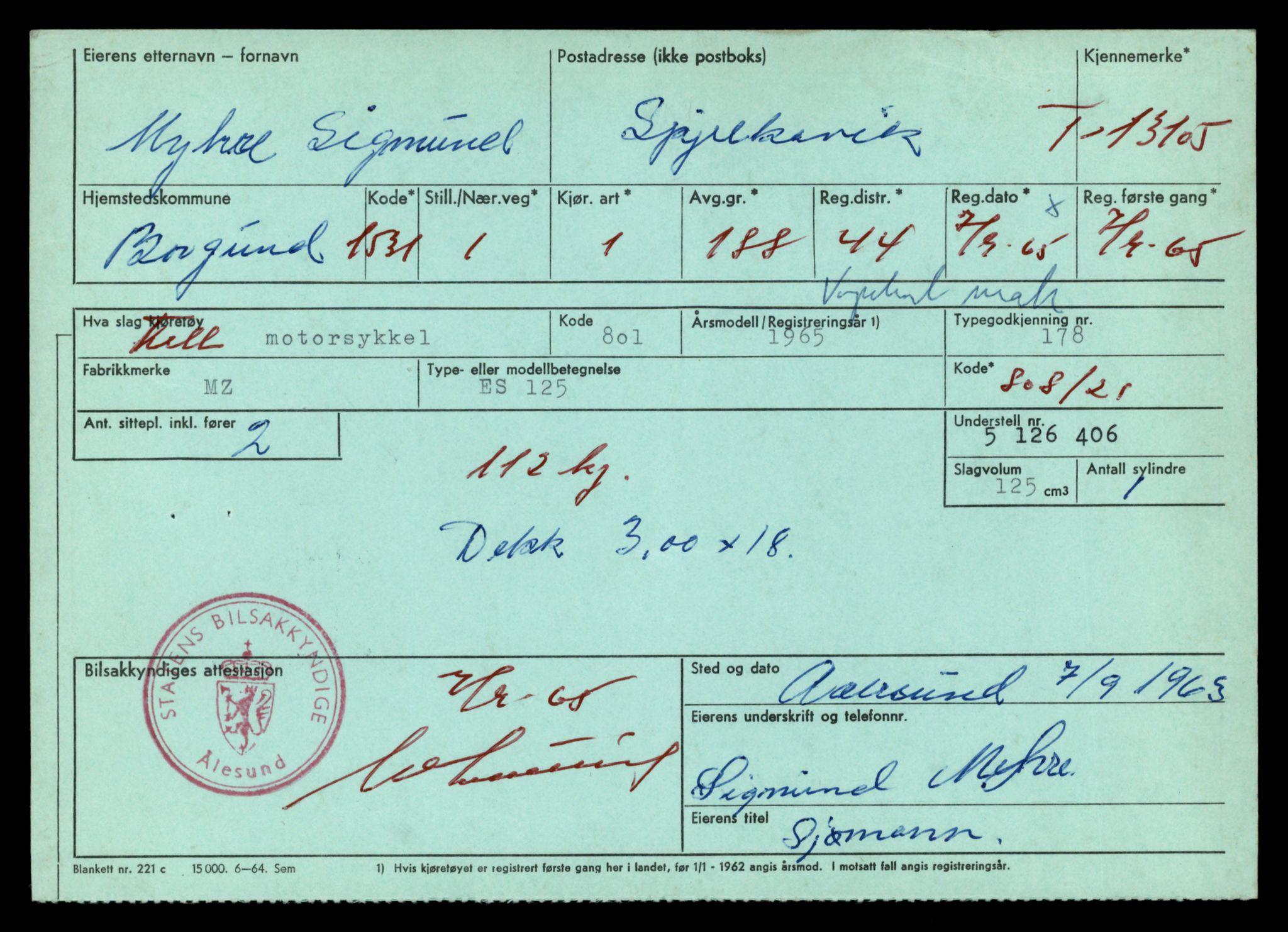 Møre og Romsdal vegkontor - Ålesund trafikkstasjon, AV/SAT-A-4099/F/Fe/L0037: Registreringskort for kjøretøy T 13031 - T 13179, 1927-1998, s. 1486