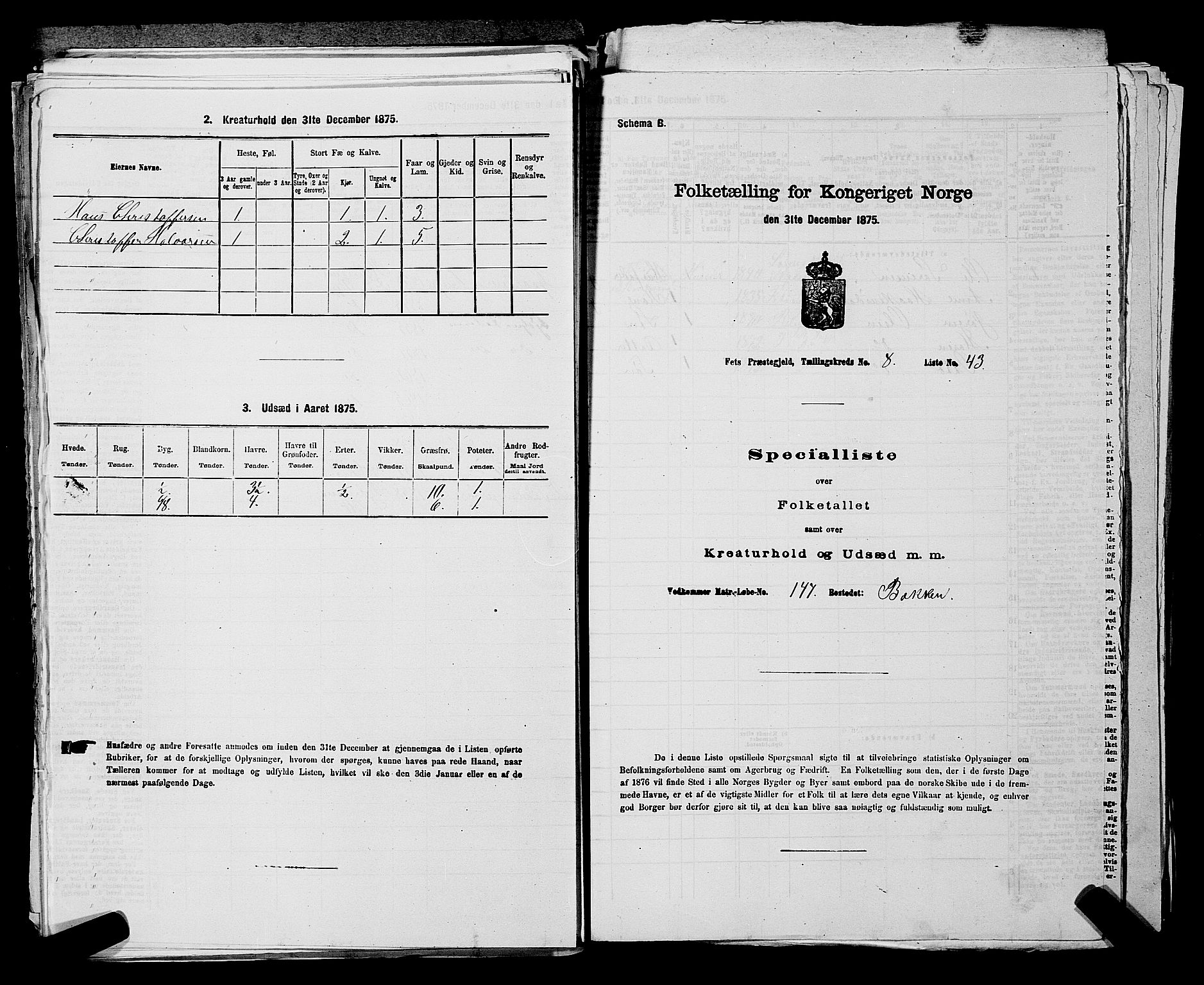 RA, Folketelling 1875 for 0227P Fet prestegjeld, 1875, s. 1265