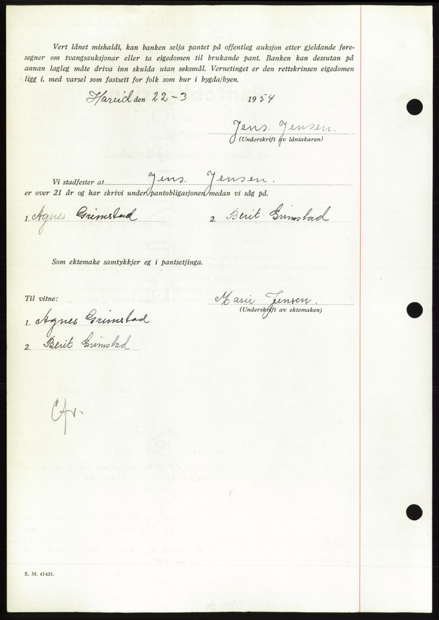 Søre Sunnmøre sorenskriveri, AV/SAT-A-4122/1/2/2C/L0124: Pantebok nr. 12B, 1953-1954, Dagboknr: 696/1954