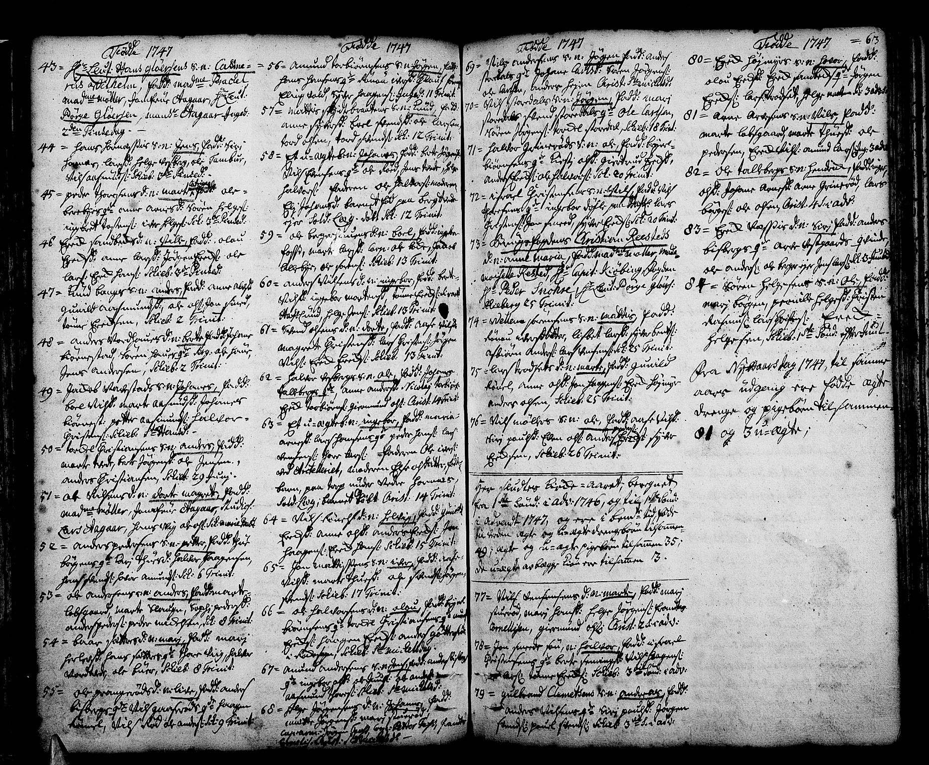Skjeberg prestekontor Kirkebøker, SAO/A-10923/F/Fa/L0002: Ministerialbok nr. I 2, 1726-1791, s. 63