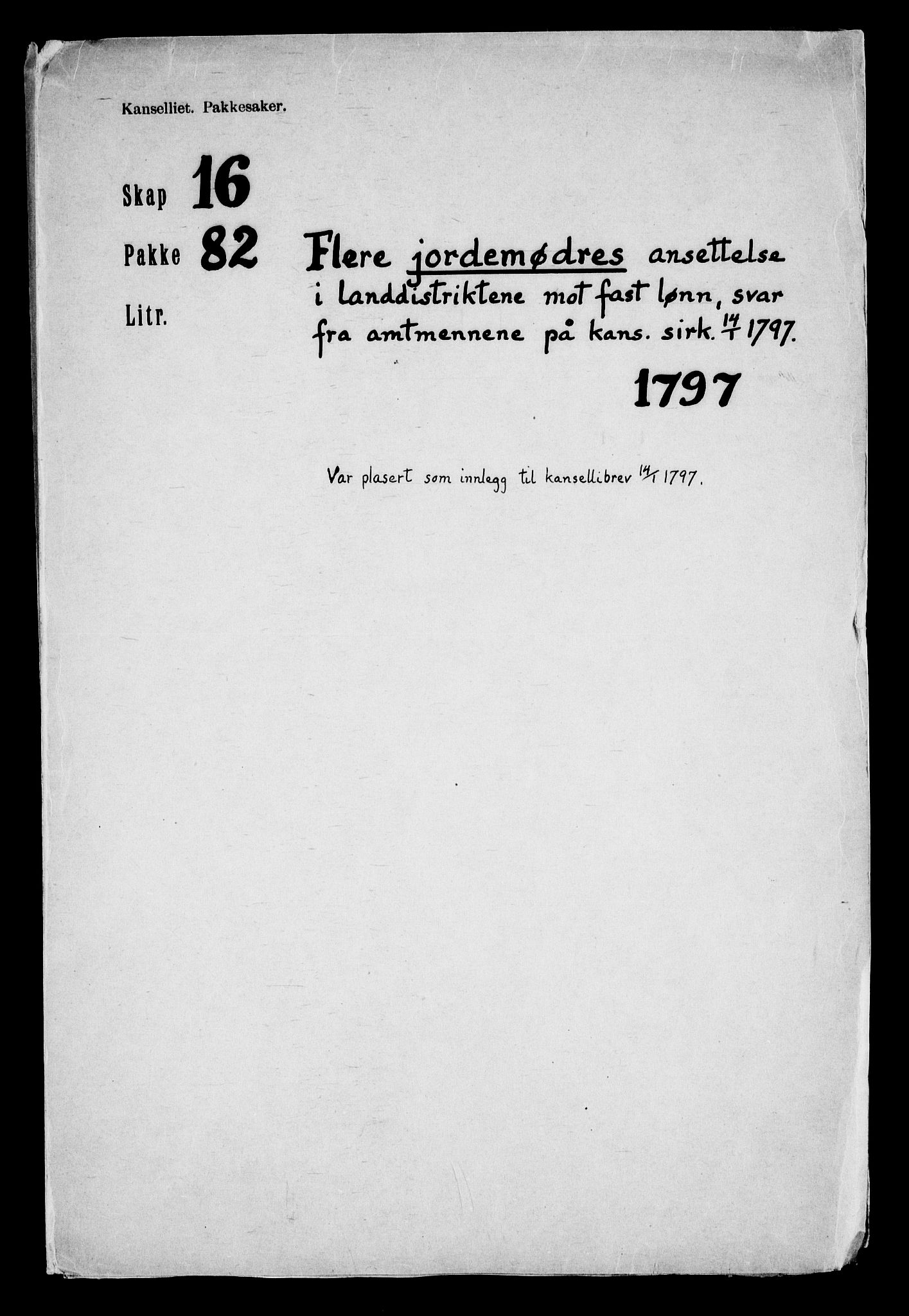 Danske Kanselli, Skapsaker, AV/RA-EA-4061/F/L0129: Skap 16, pakke 82-96, 1725-1806, s. 2