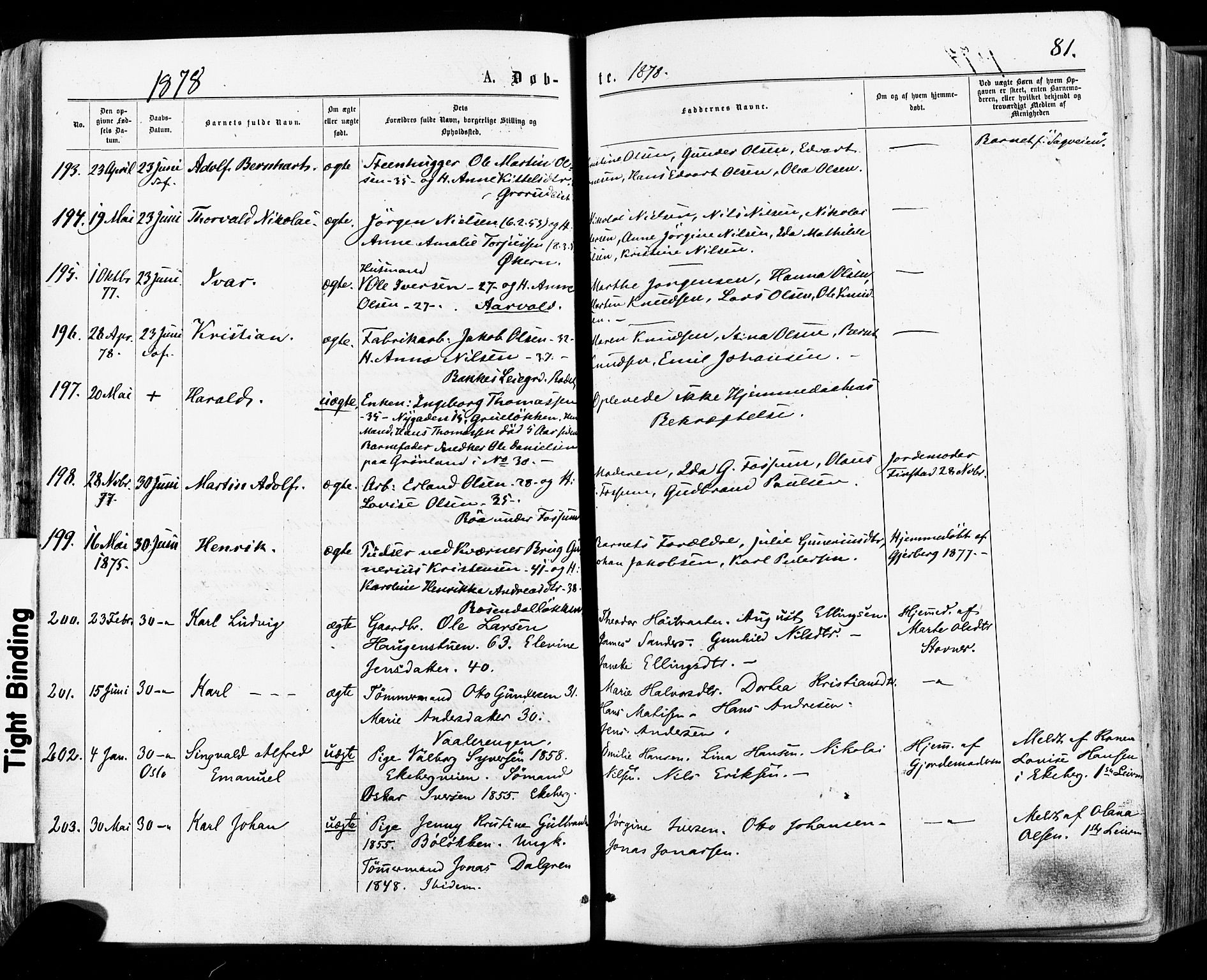 Østre Aker prestekontor Kirkebøker, AV/SAO-A-10840/F/Fa/L0004: Ministerialbok nr. I 4, 1876-1889, s. 81
