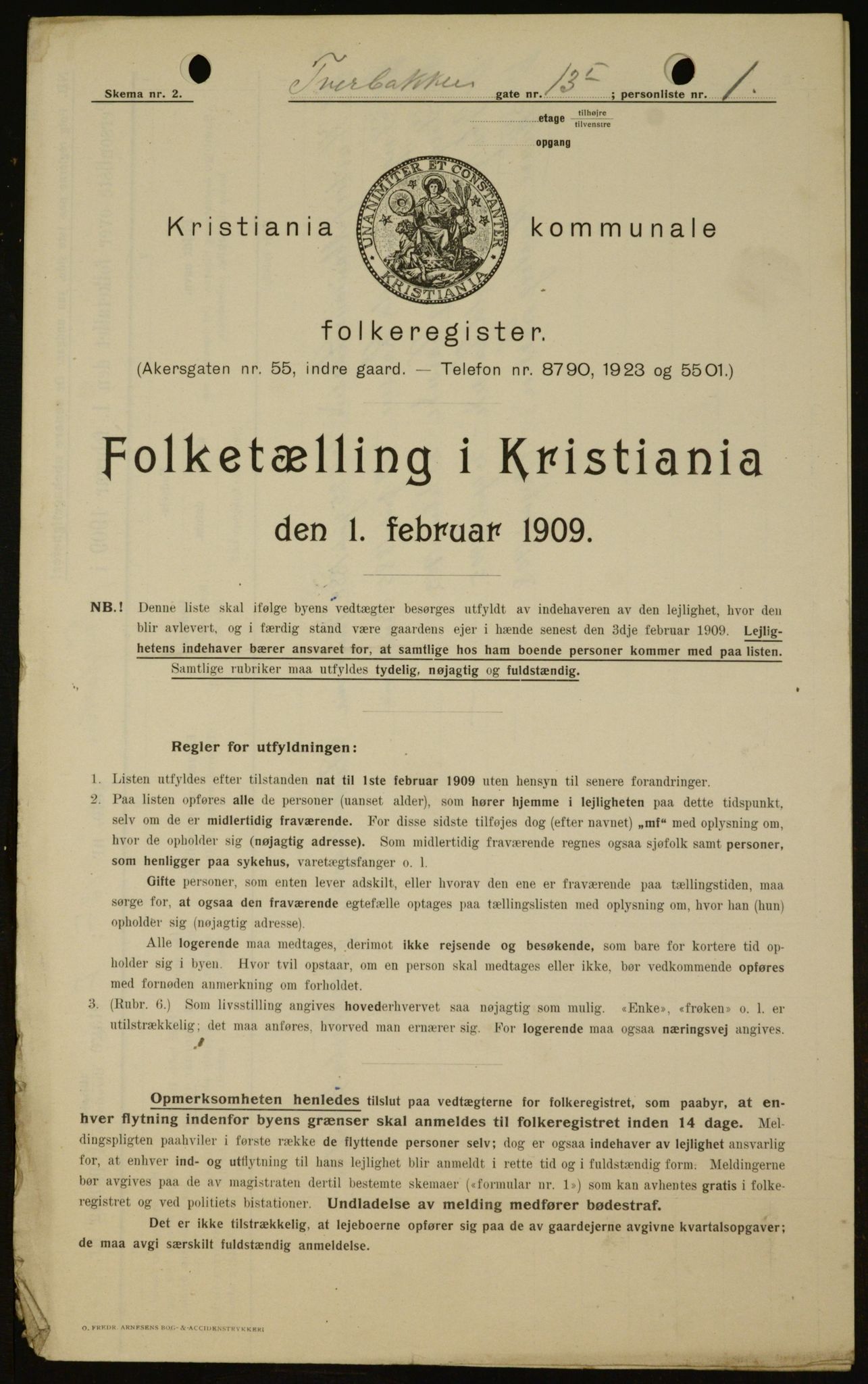 OBA, Kommunal folketelling 1.2.1909 for Kristiania kjøpstad, 1909, s. 106502