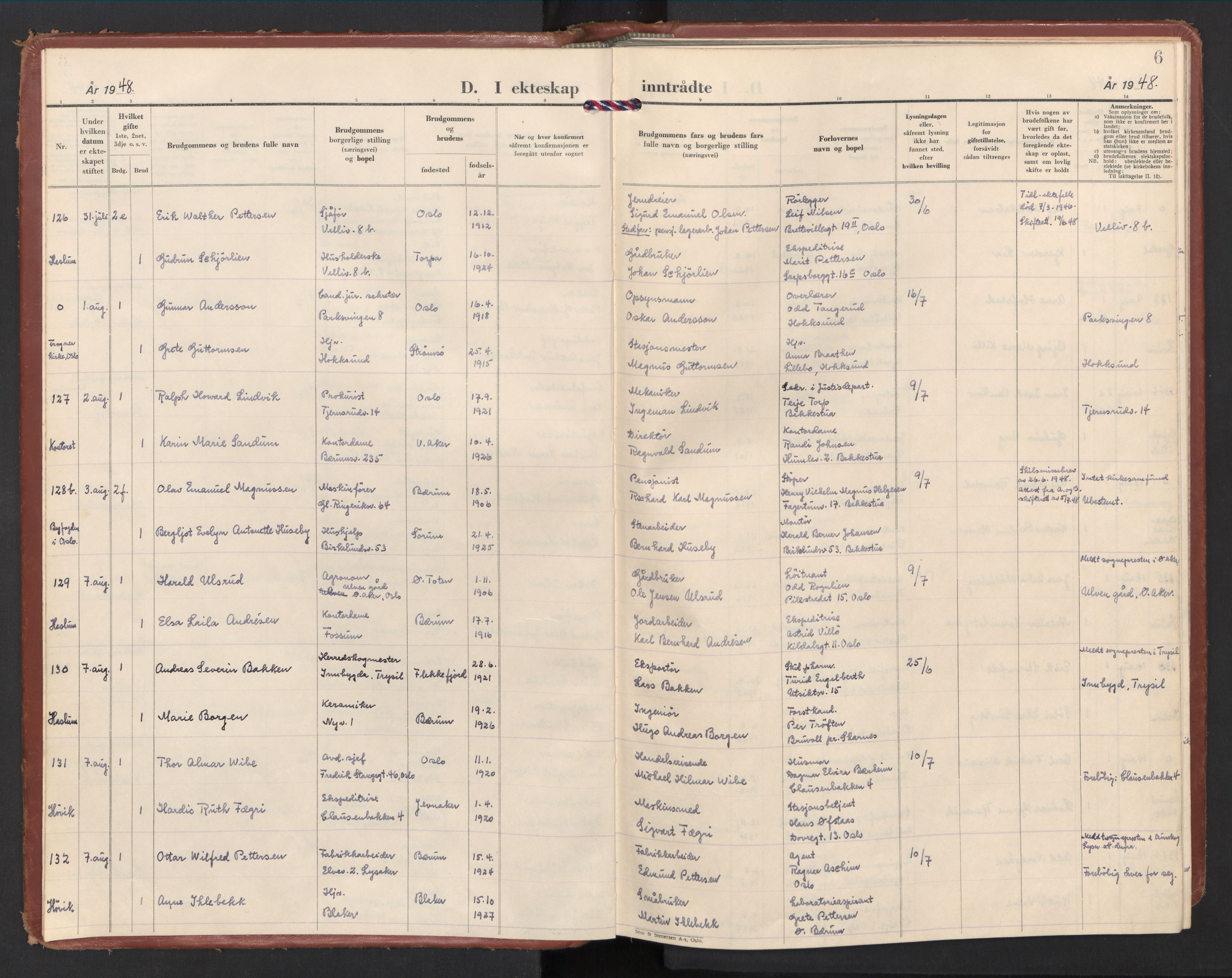 Østre Bærum prestekontor Kirkebøker, AV/SAO-A-10887/F/Fa/L0011: Ministerialbok nr. 11, 1948-1956, s. 6