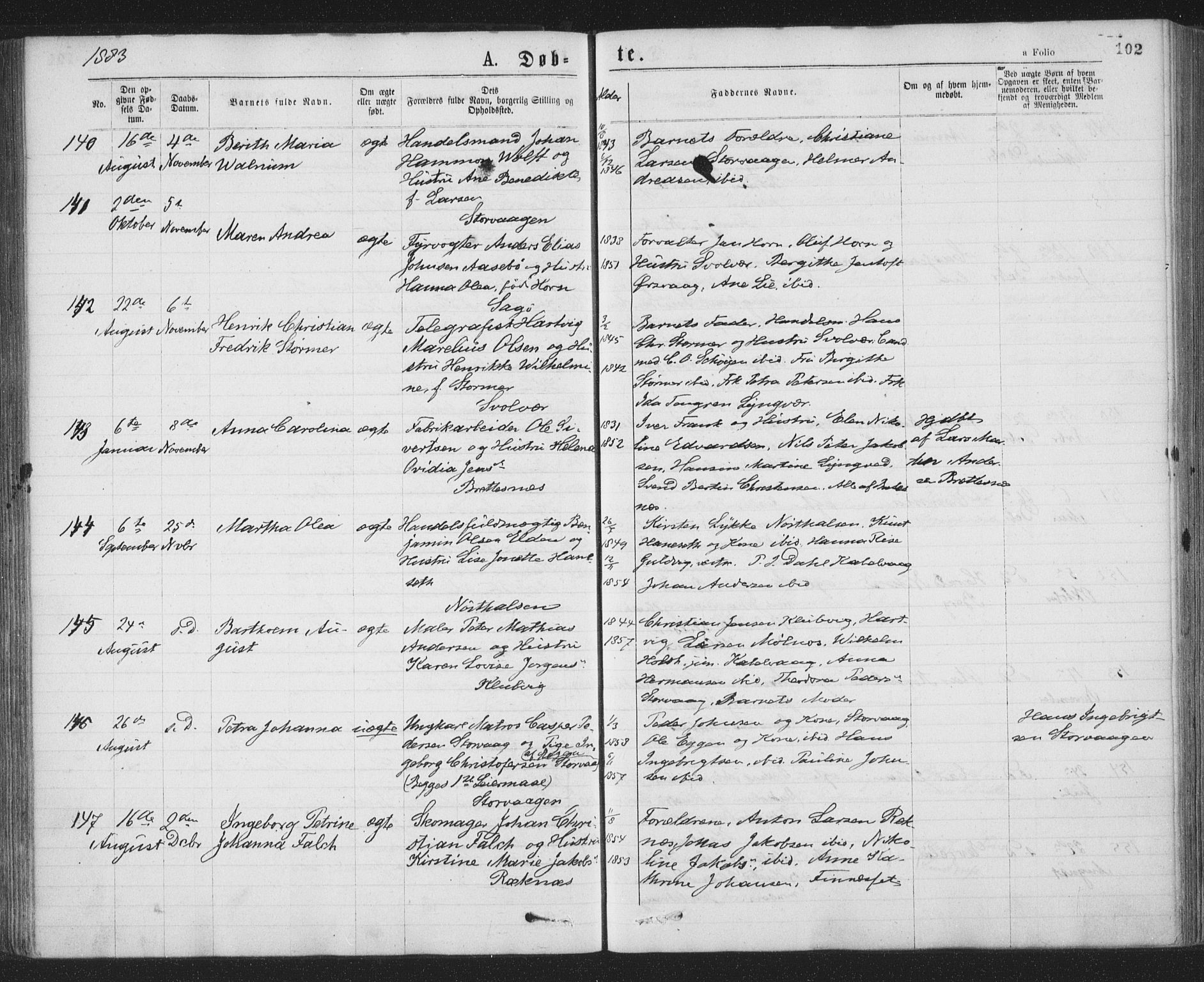 Ministerialprotokoller, klokkerbøker og fødselsregistre - Nordland, AV/SAT-A-1459/874/L1058: Ministerialbok nr. 874A02, 1878-1883, s. 102