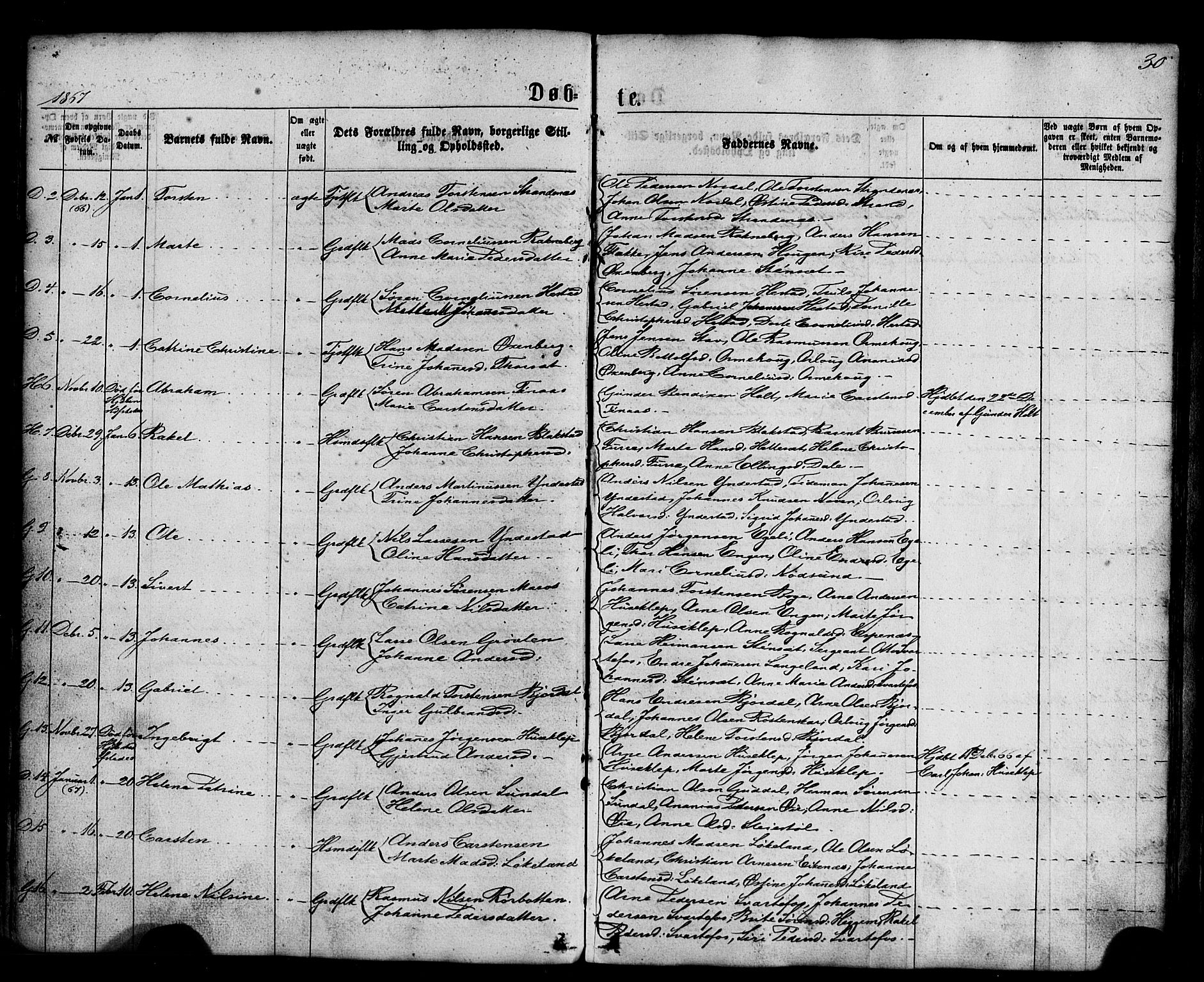 Fjaler sokneprestembete, AV/SAB-A-79801/H/Haa/Haaa/L0007: Ministerialbok nr. A 7, 1862-1881, s. 30