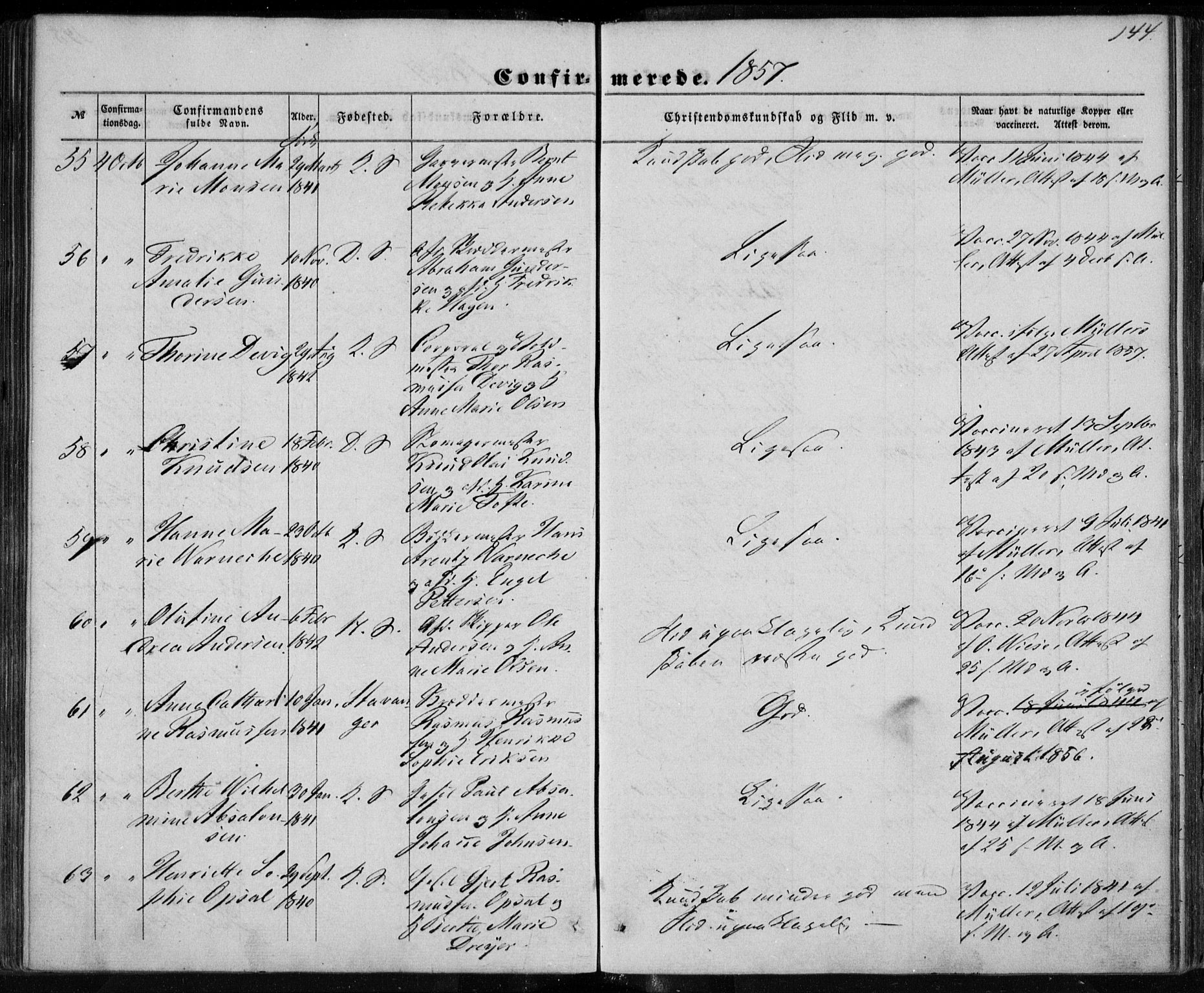 Korskirken sokneprestembete, SAB/A-76101/H/Haa/L0027: Ministerialbok nr. C 3, 1854-1868, s. 144