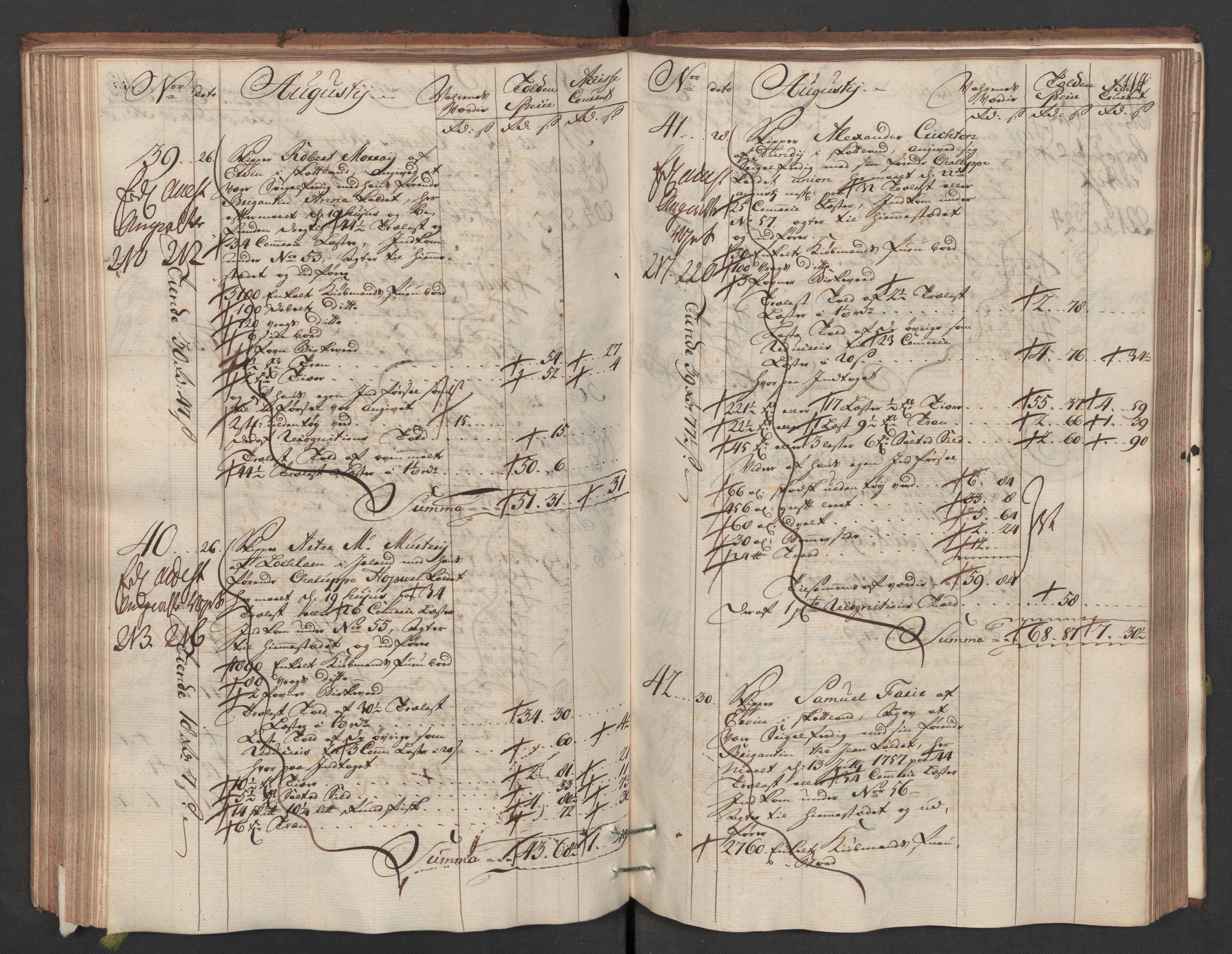 Generaltollkammeret, tollregnskaper, AV/RA-EA-5490/R32/L0015/0001: Tollregnskaper Kristiansund / Hovedtollbok, 1758, s. 113b-114a