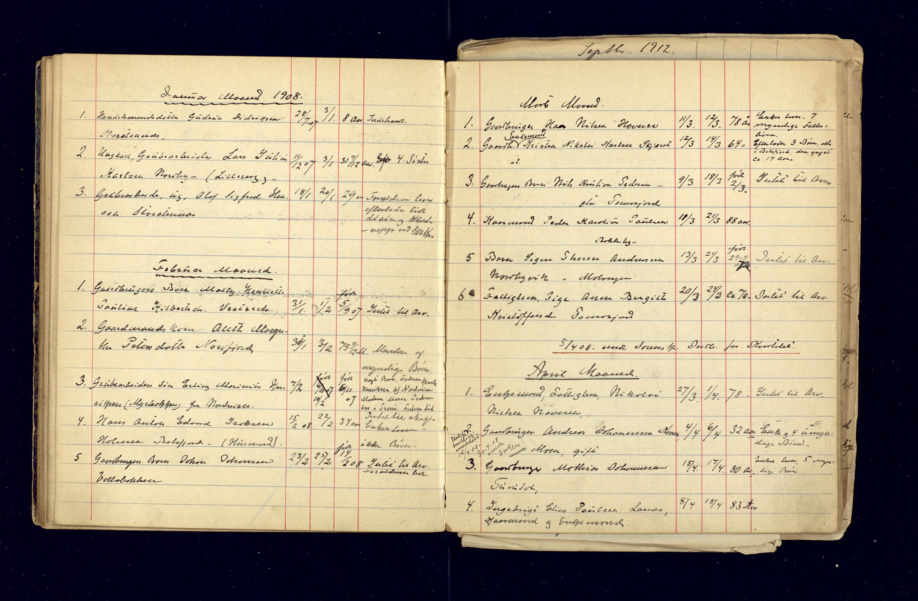 Lensmannen i Balsfjord, SATØ/S-0085/Gh/Ghb/L0111/0002: Dødsfallsprotokoller / Dødsfallsprotokoller 1879-1972. [Dårlig perm], 1901-1913