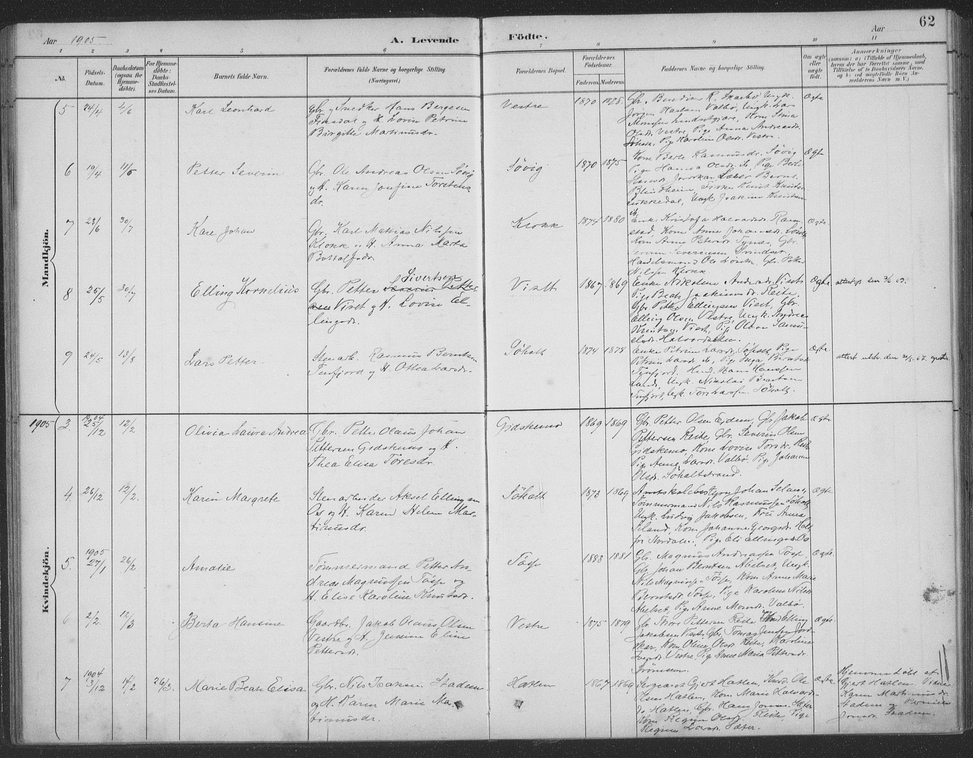 Ministerialprotokoller, klokkerbøker og fødselsregistre - Møre og Romsdal, AV/SAT-A-1454/522/L0316: Ministerialbok nr. 522A11, 1890-1911, s. 62