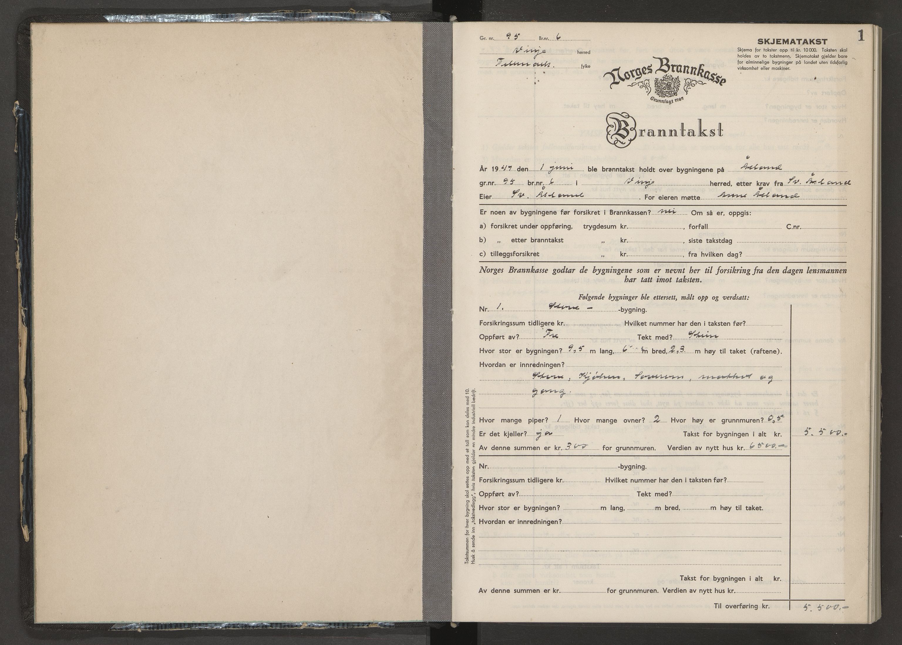 Vinje lensmannskontor, AV/SAKO-A-578/Y/Yd/Ydb/L0003: Skjematakstprotokoll, 1947-1955