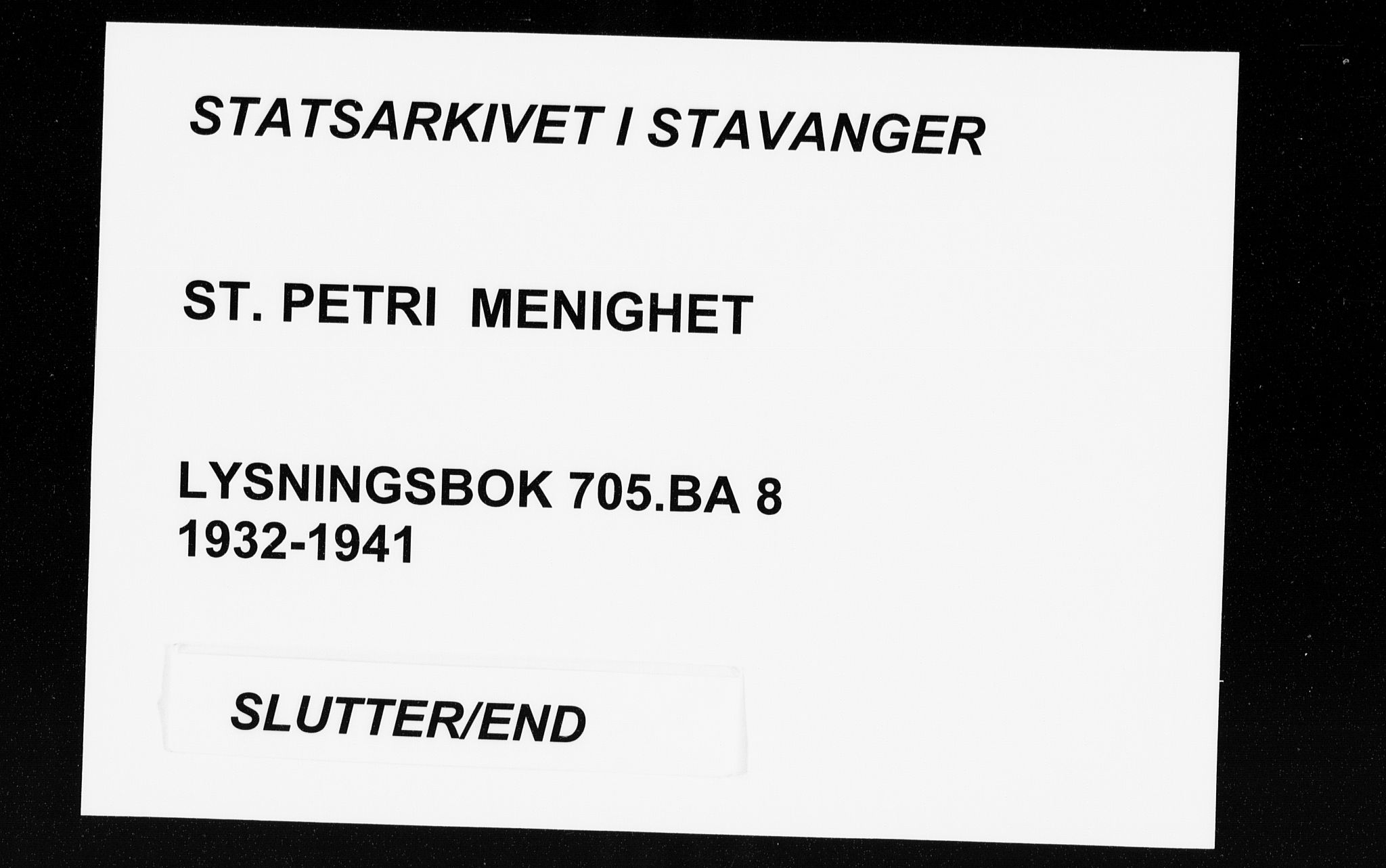 St. Petri sokneprestkontor, SAST/A-101813/001/70/705BA/L0008: Lysningsprotokoll nr. 705.BA.8, 1932-1941