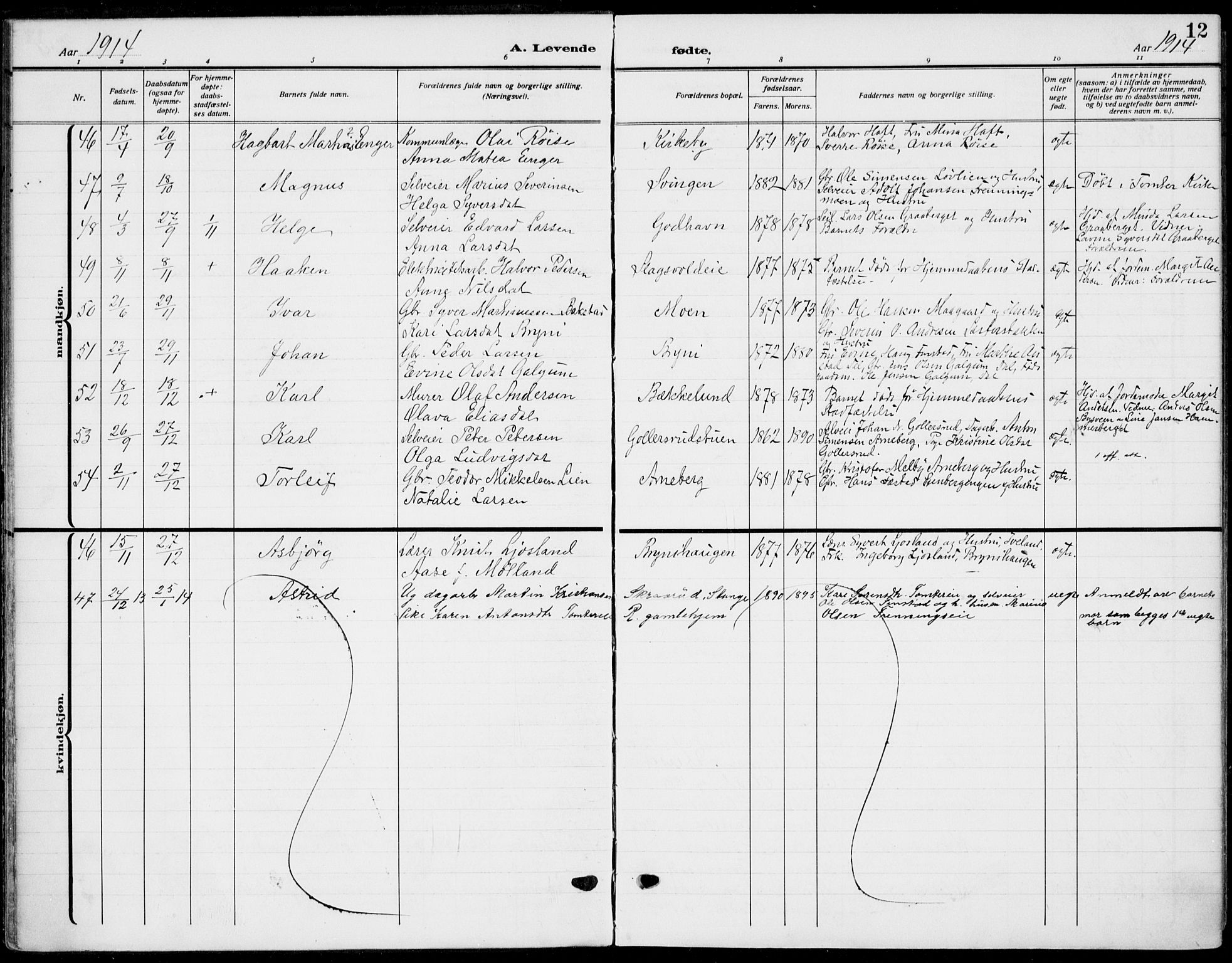 Romedal prestekontor, AV/SAH-PREST-004/K/L0012: Ministerialbok nr. 12, 1913-1935, s. 12