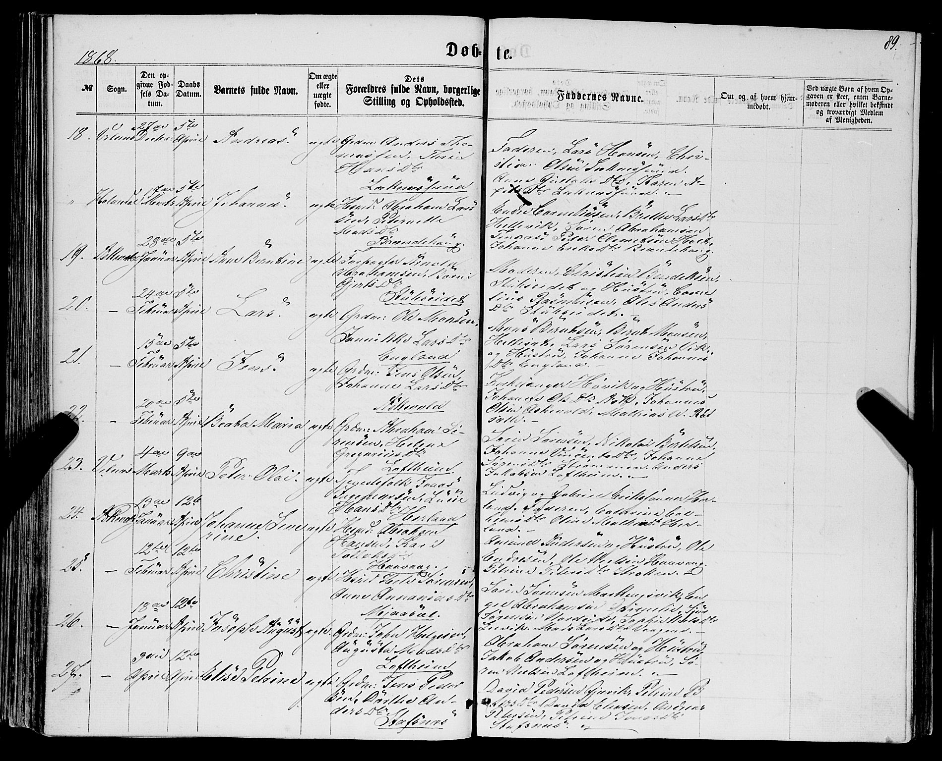 Askvoll sokneprestembete, AV/SAB-A-79501/H/Haa/Haaa/L0012: Ministerialbok nr. A 12, 1859-1878, s. 89
